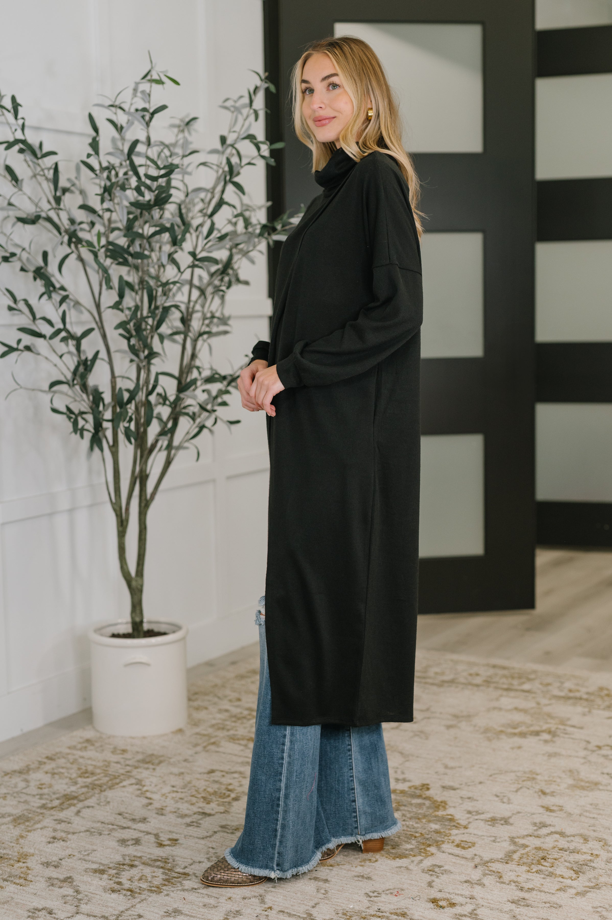 Travel City Scape Turtle Neck Tunic in Black - Charming Charlie
