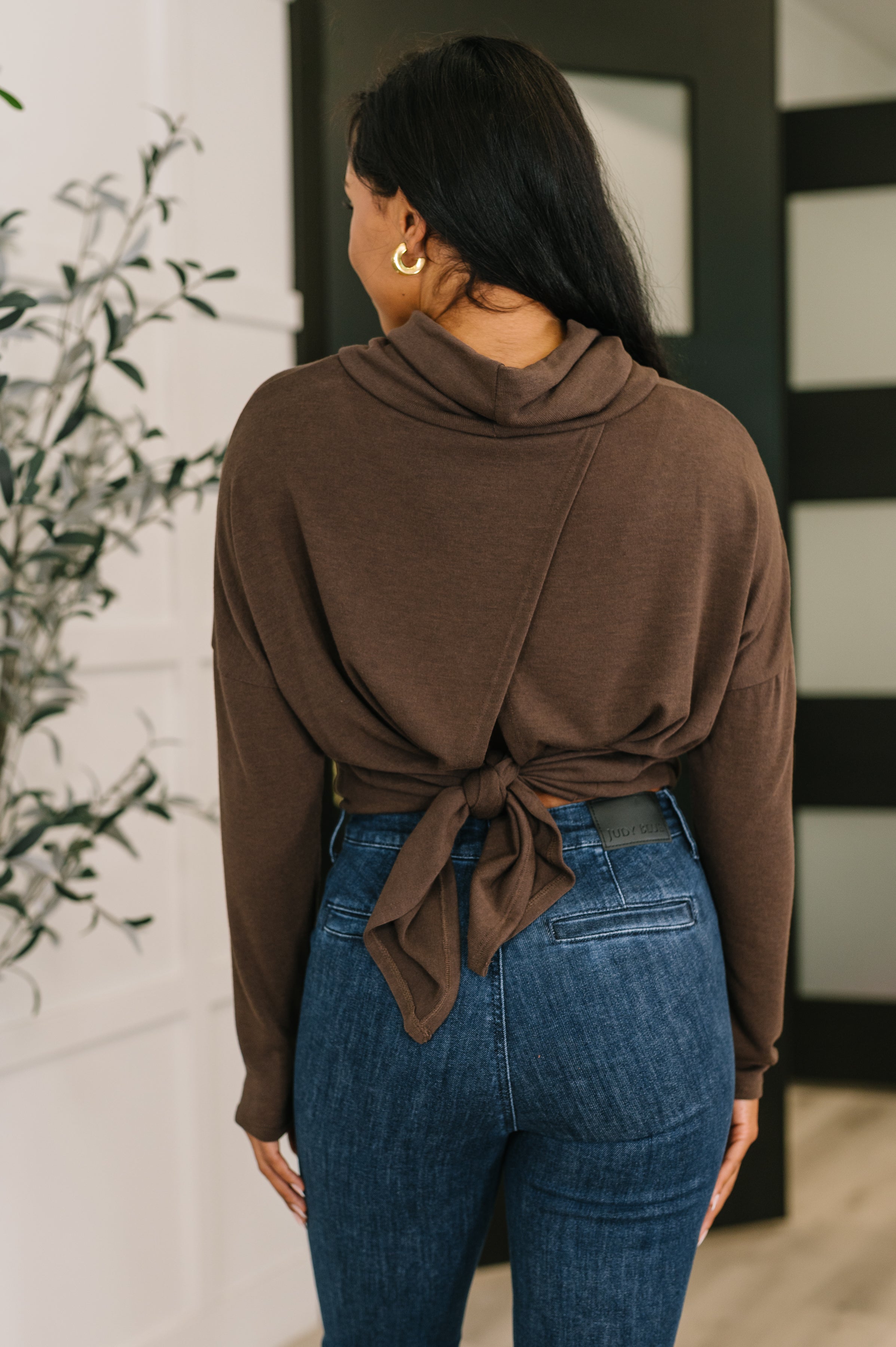 Travel Destination Cowl Neck Pullover in Chocolate - Charming Charlie