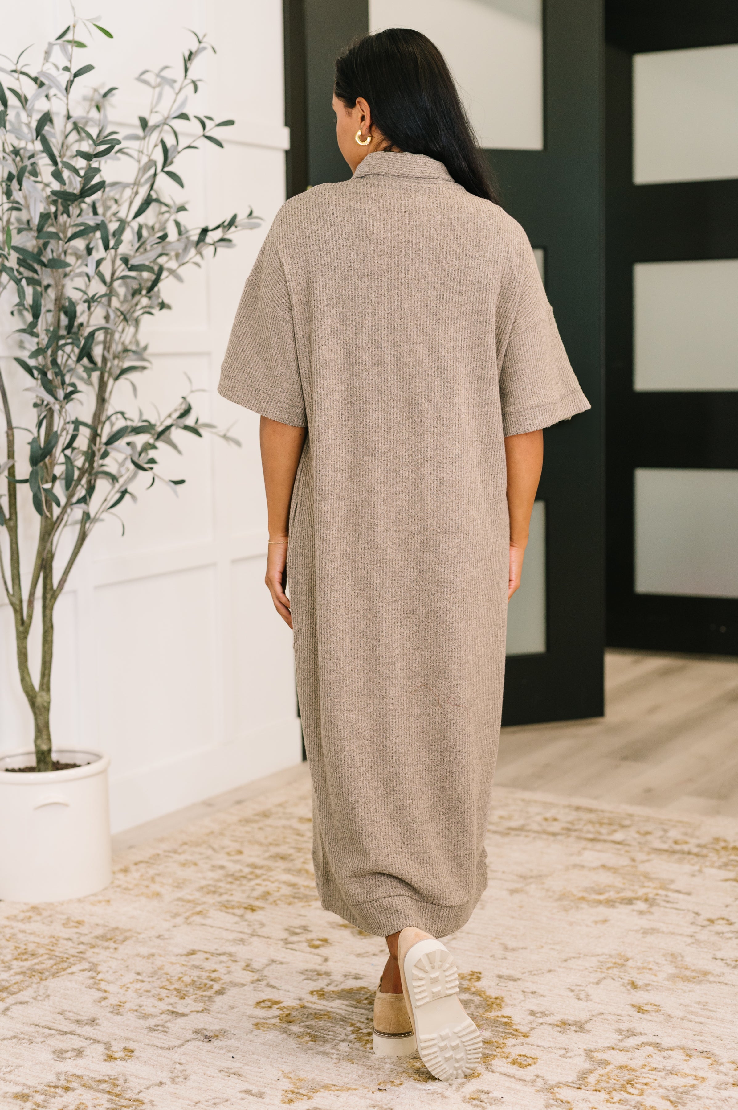 Travel Envy Ribbed Knit Dress in Light Coco - Charming Charlie