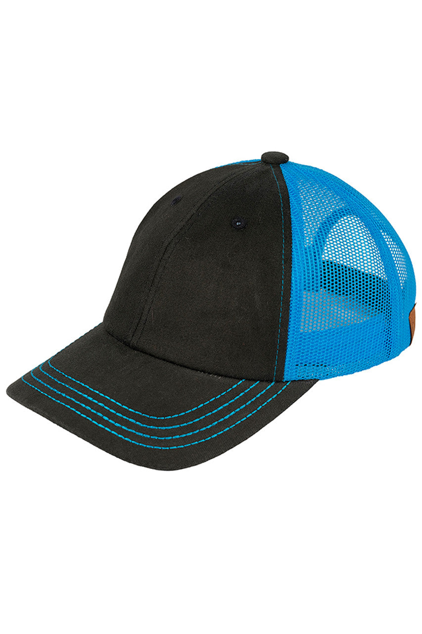 Turquoise C.C Black with Color Mesh Baseball Cap is both stylish and comfortable. Made with high-quality materials and a breathable mesh design, it's perfect for any outdoor activity. Stay cool and protected from the sun while adding a pop of color to your outfit. The perfect accessory for all your adventures!