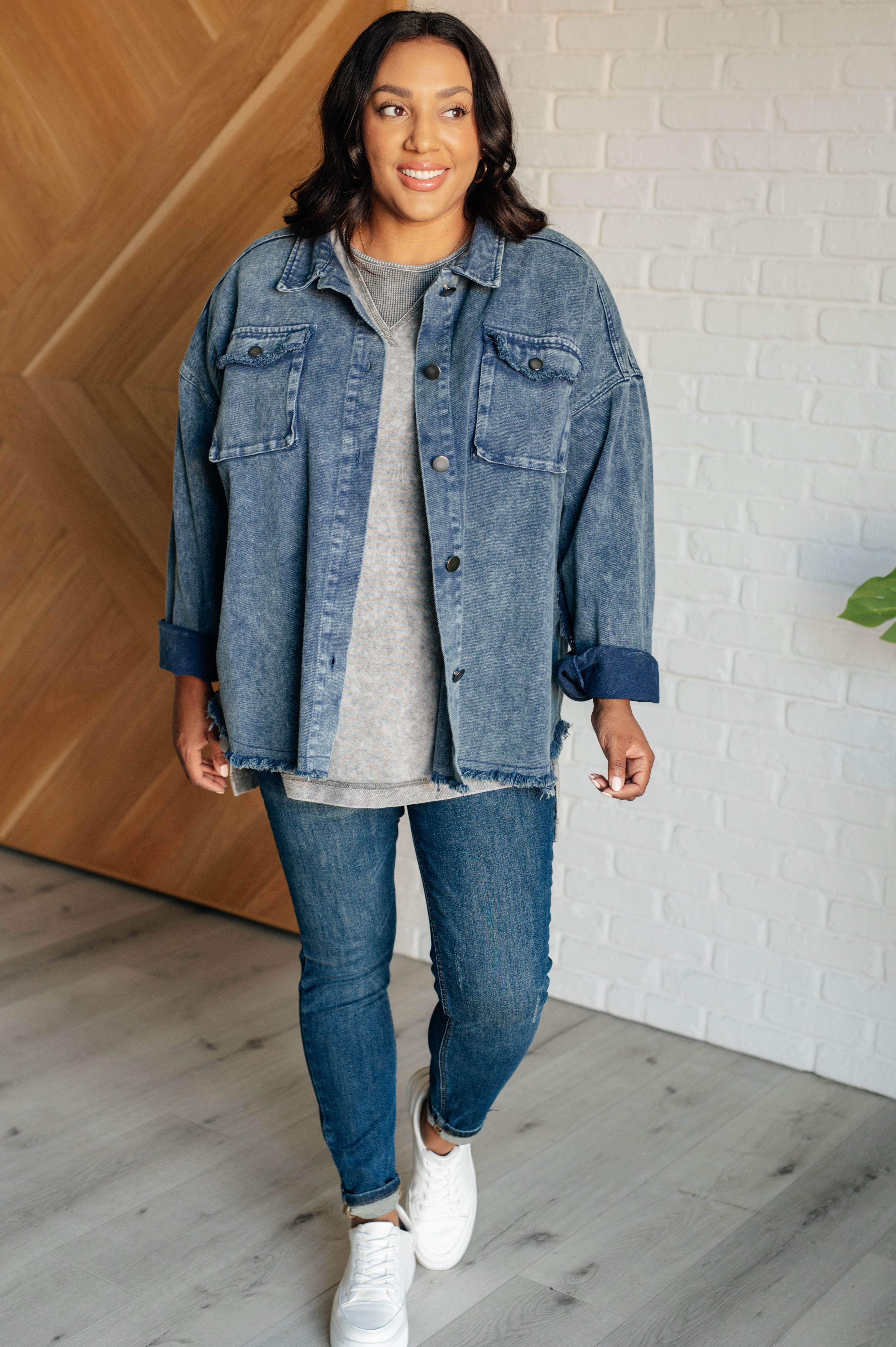 Unbothered Mineral Wash Top in Grey - Charming Charlie