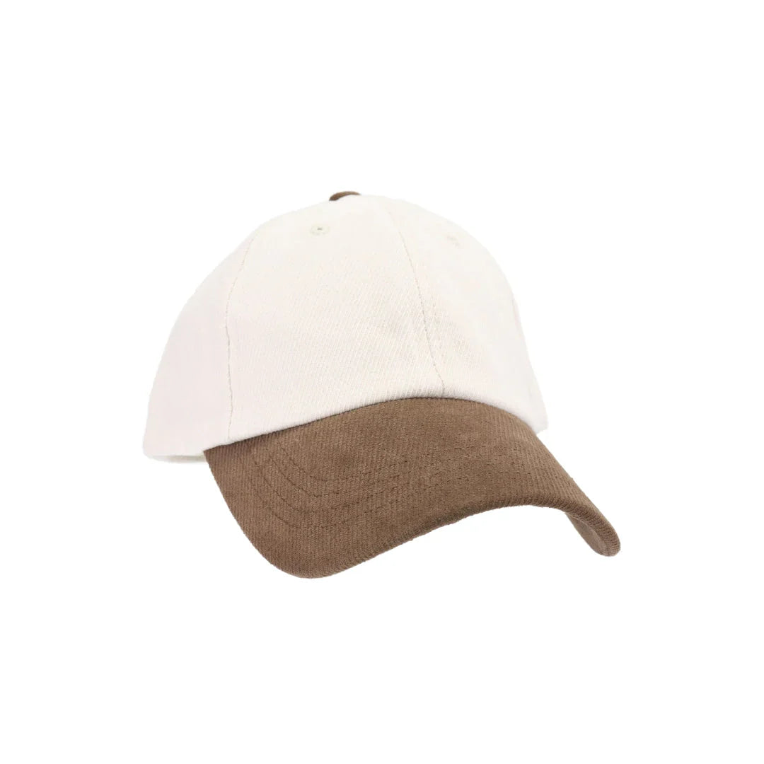 C.C two tone baseball cap in brown and white cotton with curved brim