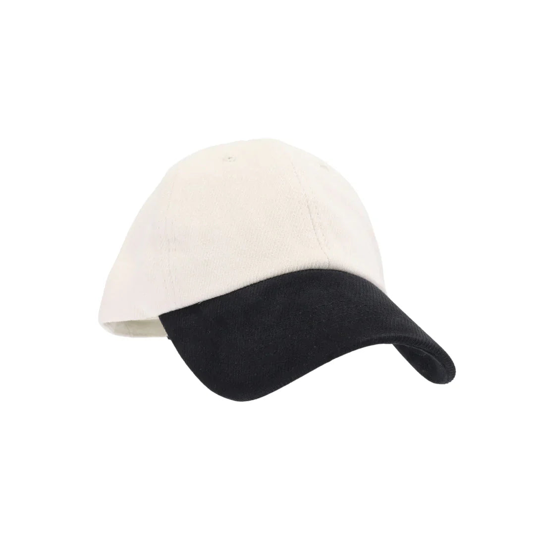 C.C two tone baseball cap in black and white cotton with curved brim