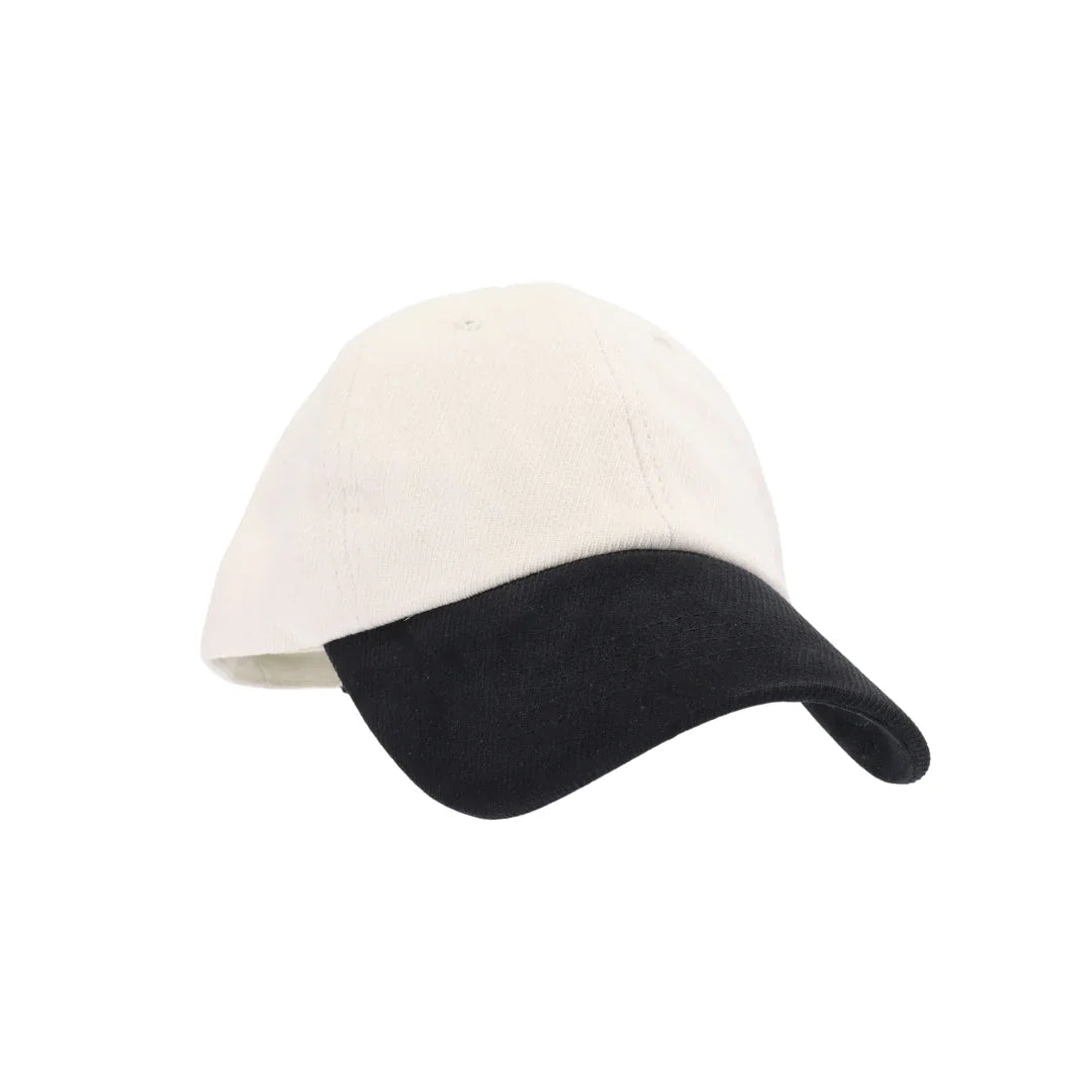C.C two tone baseball cap in black and white cotton with curved brim