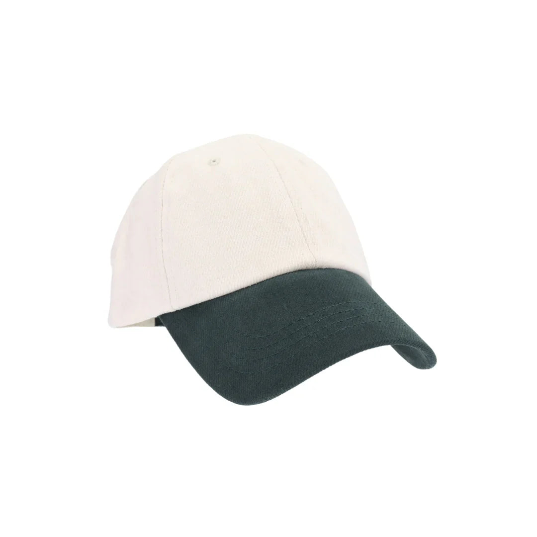 C.C two tone baseball cap in green and white cotton with curved brim