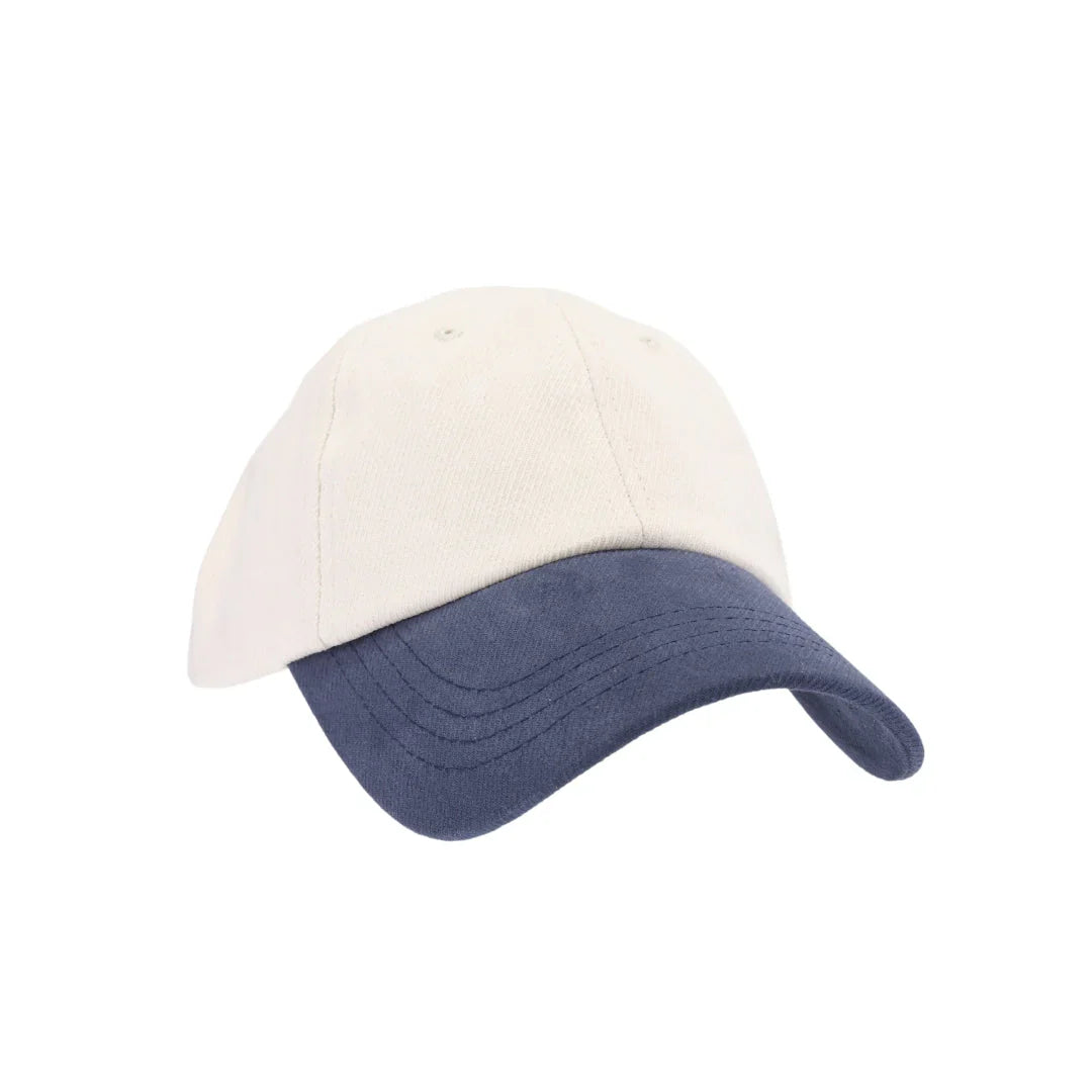 C.C two tone baseball cap in blue and white cotton with curved brim