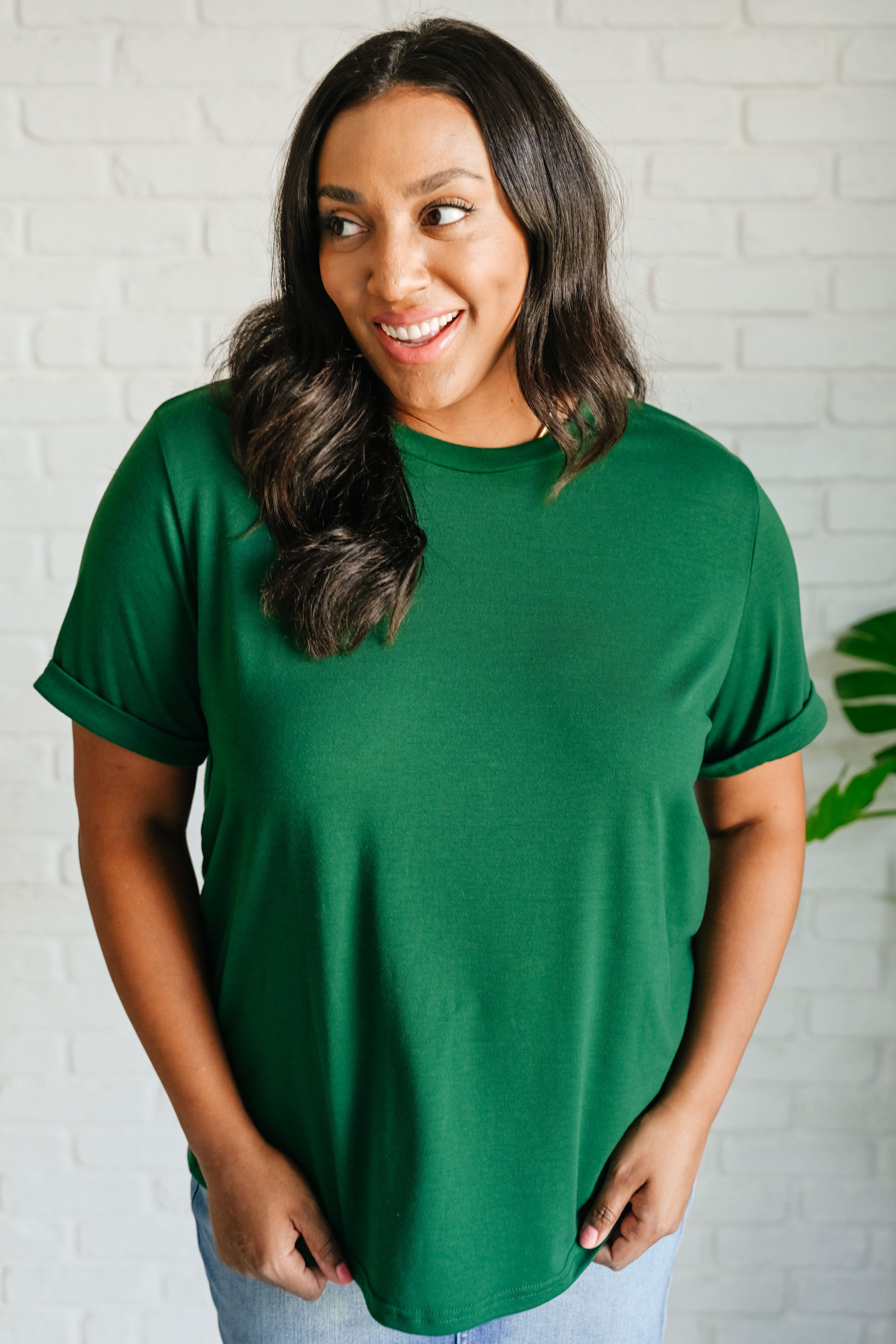 Uptown Crew T-Shirt in Green - Charming Charlie