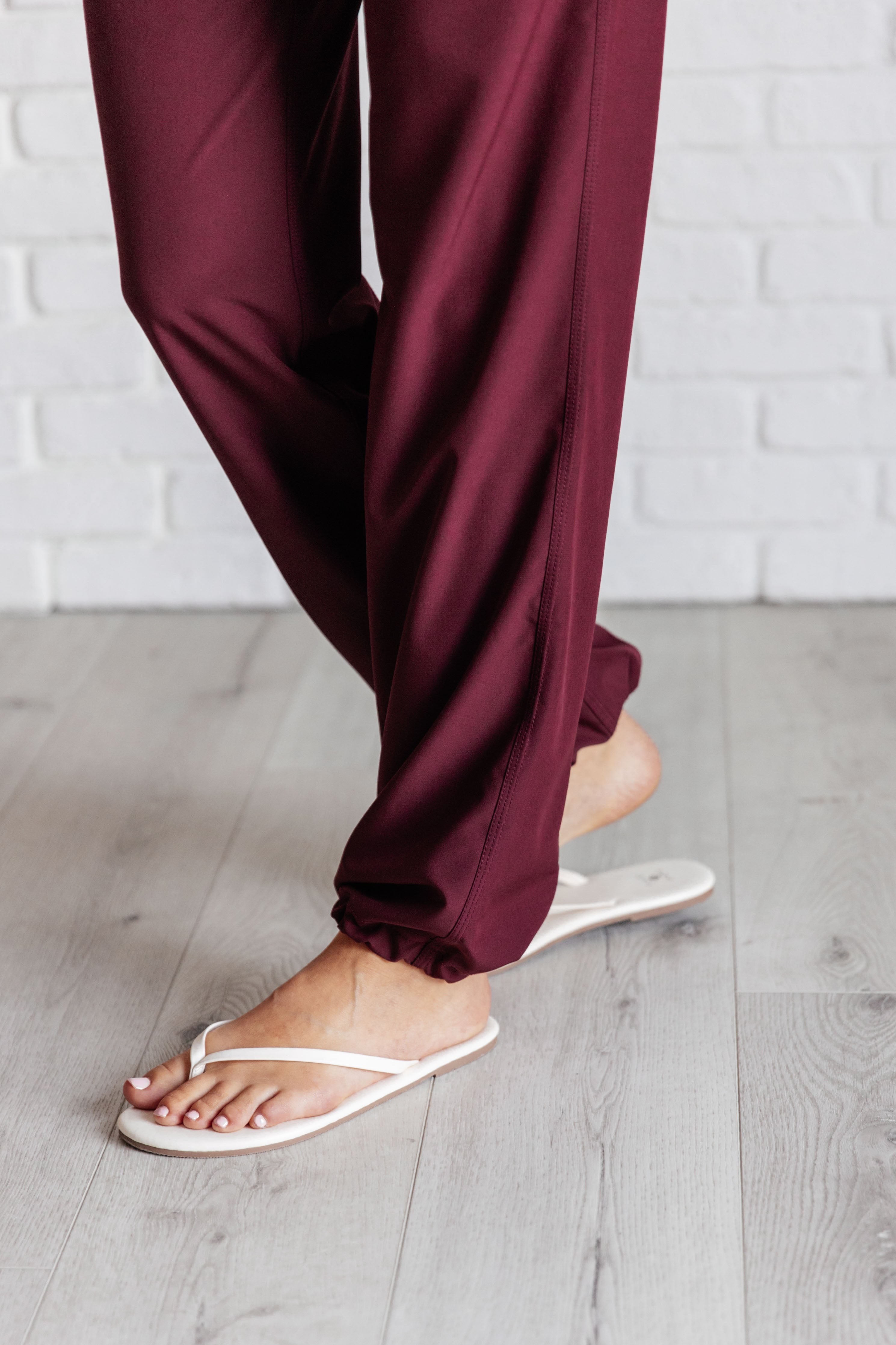 Runner's High Drawstring Joggers in Red Merlot - Charming Charlie