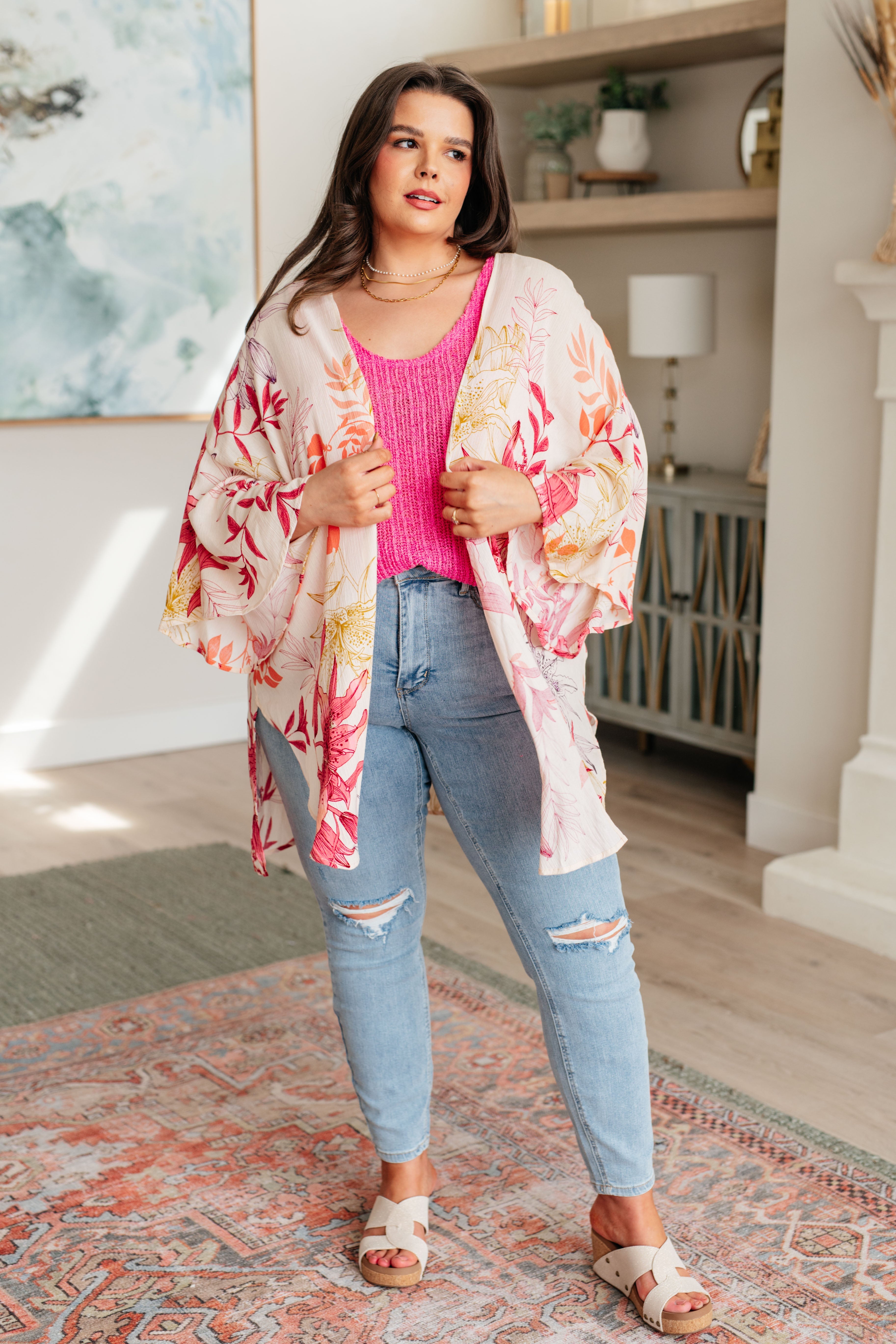 Vacay Season Bell Sleeve Kimono - Charming Charlie