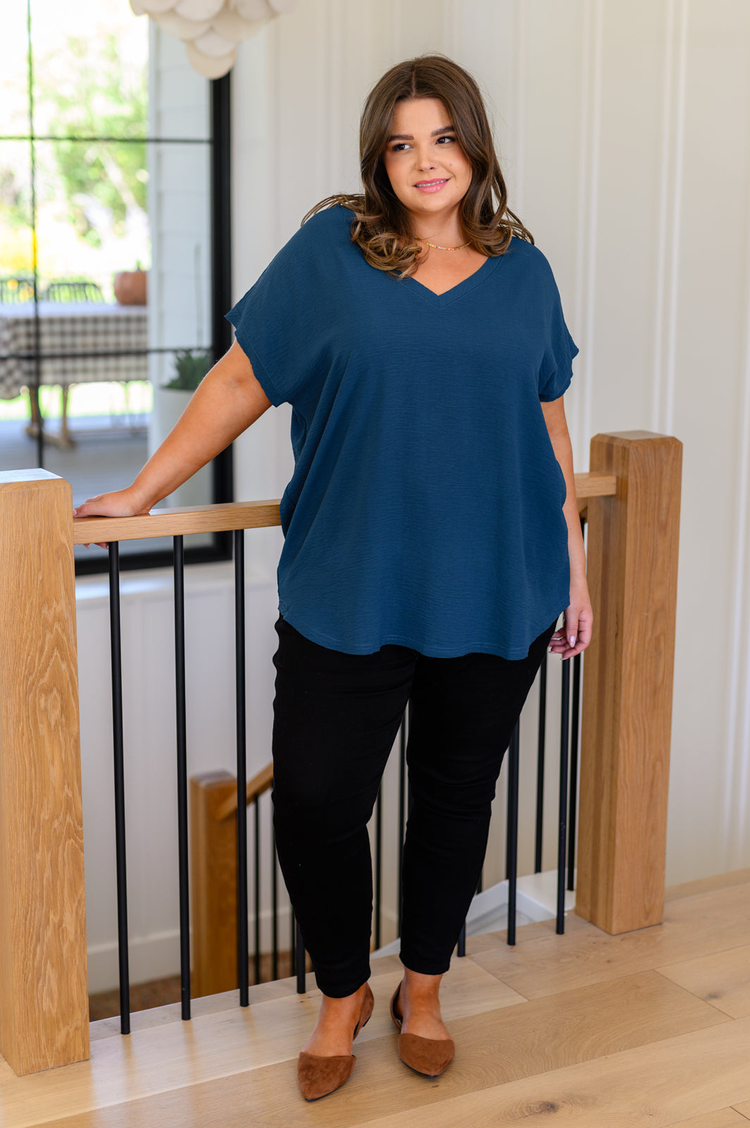 Very Much Needed V-Neck Top in Teal - Charming Charlie