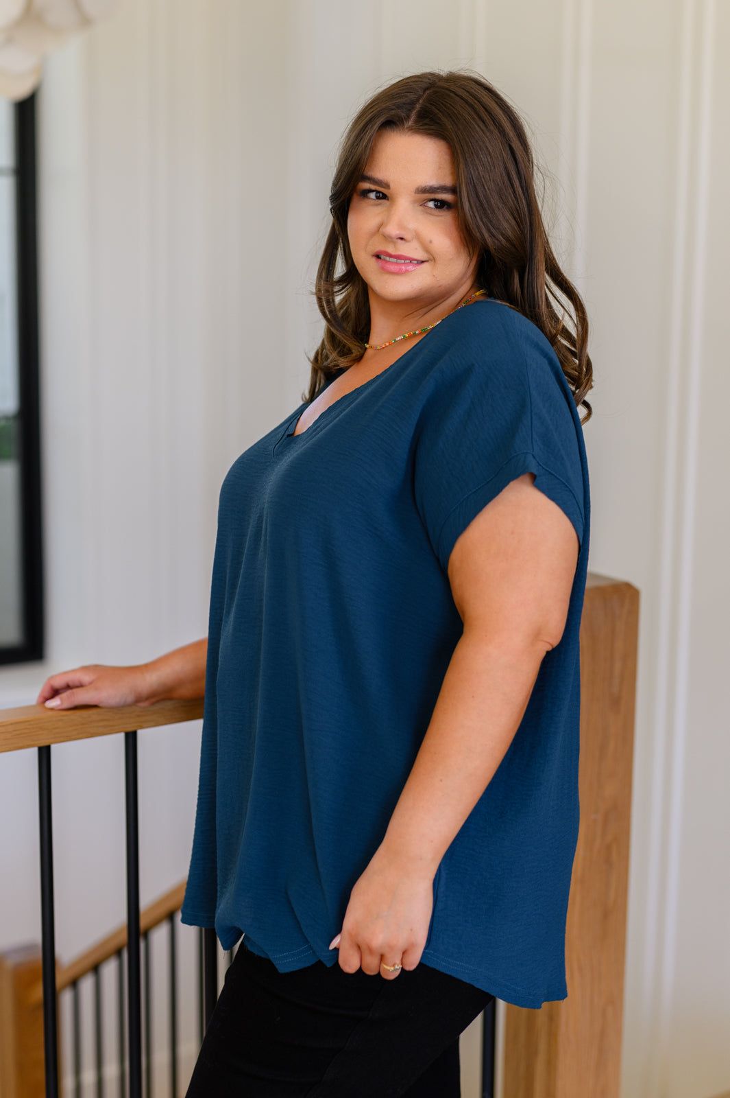 Very Much Needed V-Neck Top in Teal - Charming Charlie
