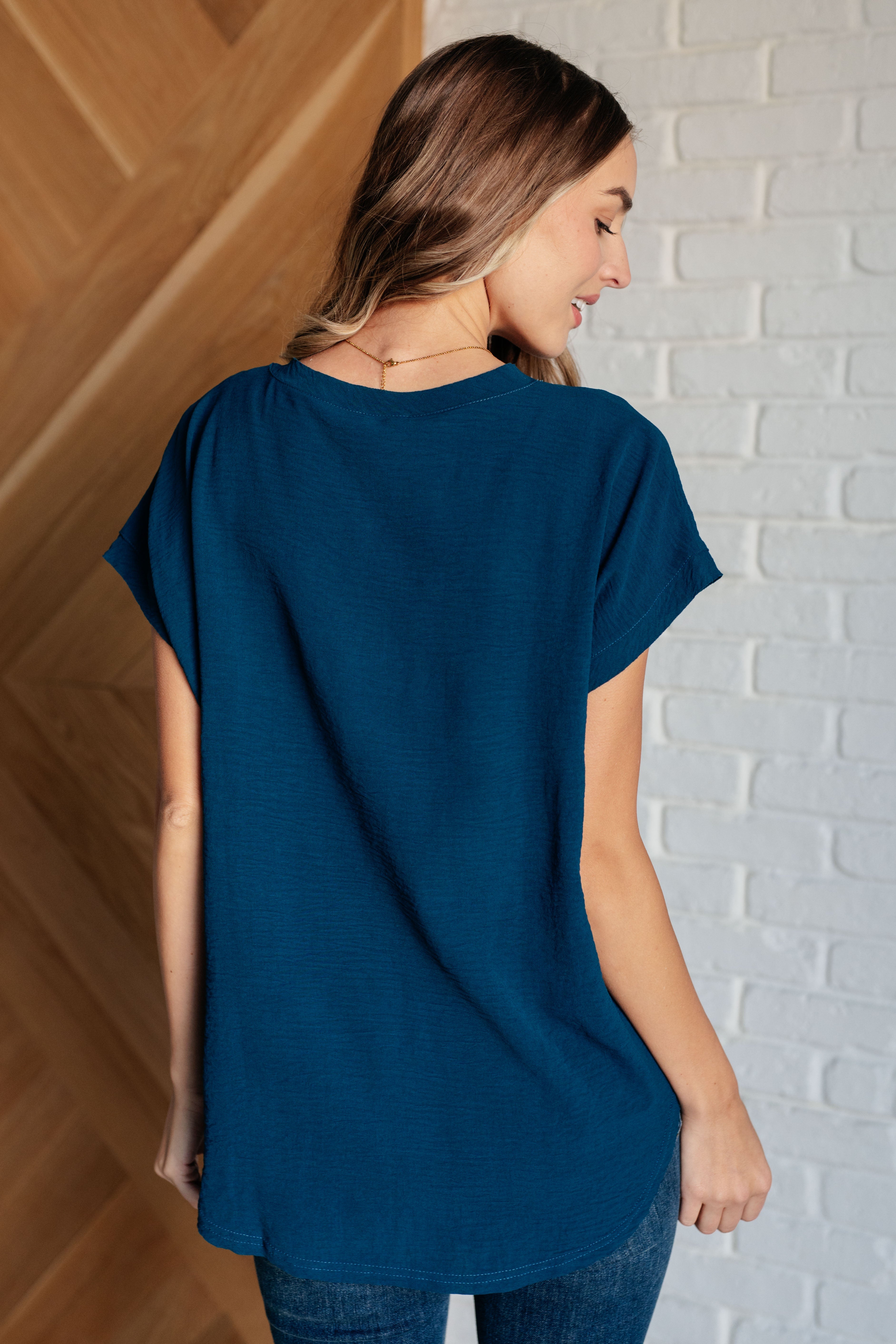 Very Much Needed V-Neck Top in Teal - Charming Charlie