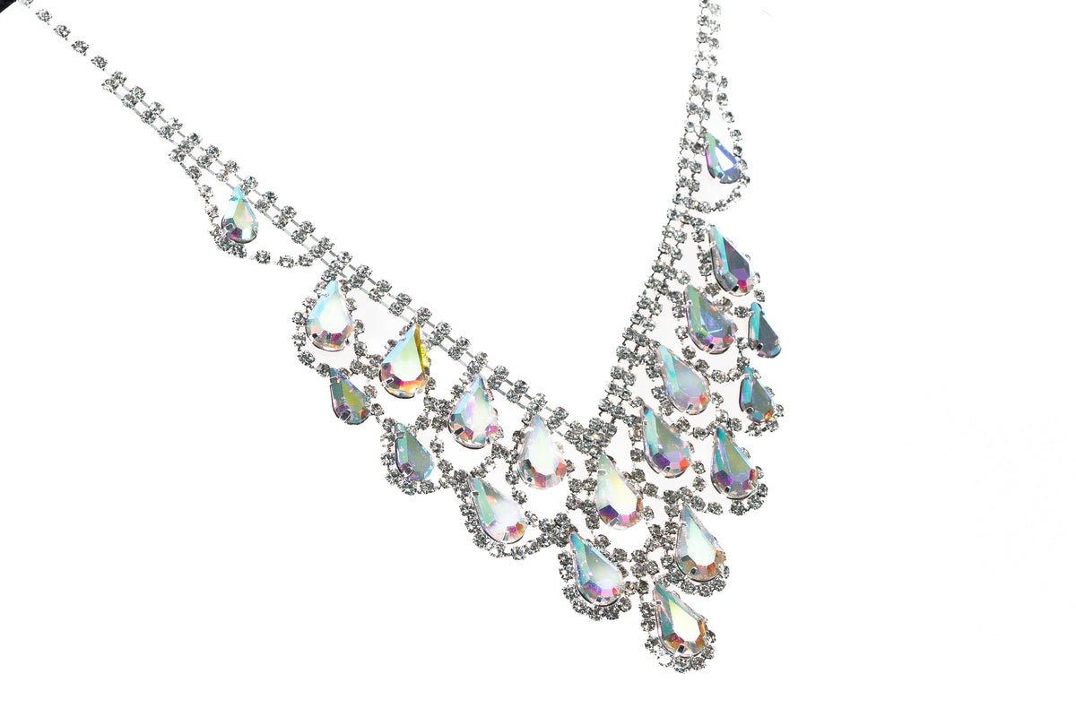 Rhinestone Silver Social Necklace and Earring Set - Charming Charlie