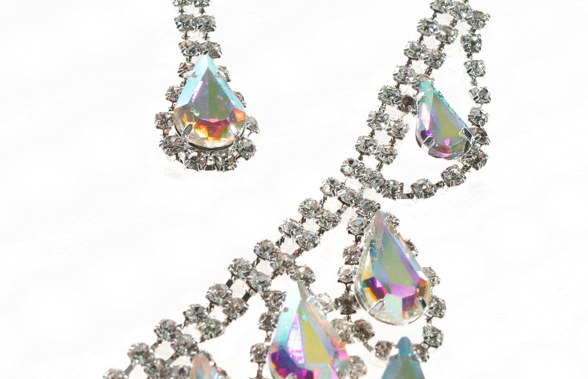 Rhinestone Silver Social Necklace and Earring Set - Charming Charlie