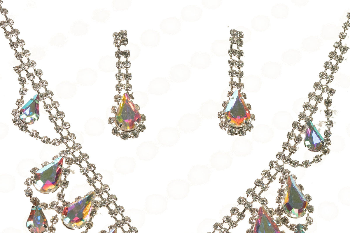 Rhinestone Silver Social Necklace and Earring Set - Charming Charlie