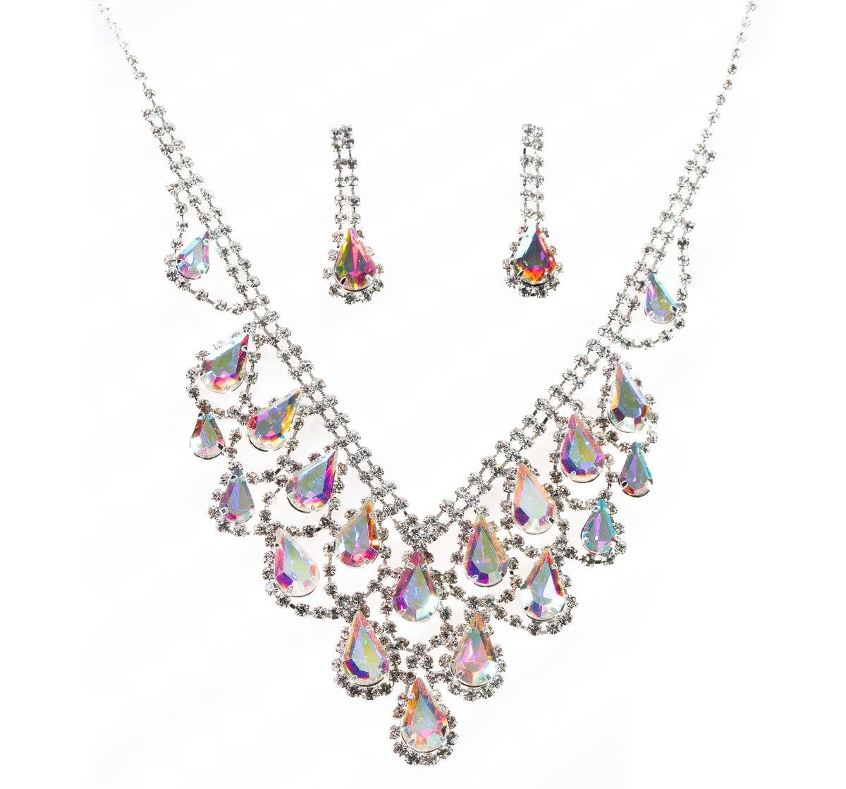 Rhinestone Silver Social Necklace and Earring Set - Charming Charlie