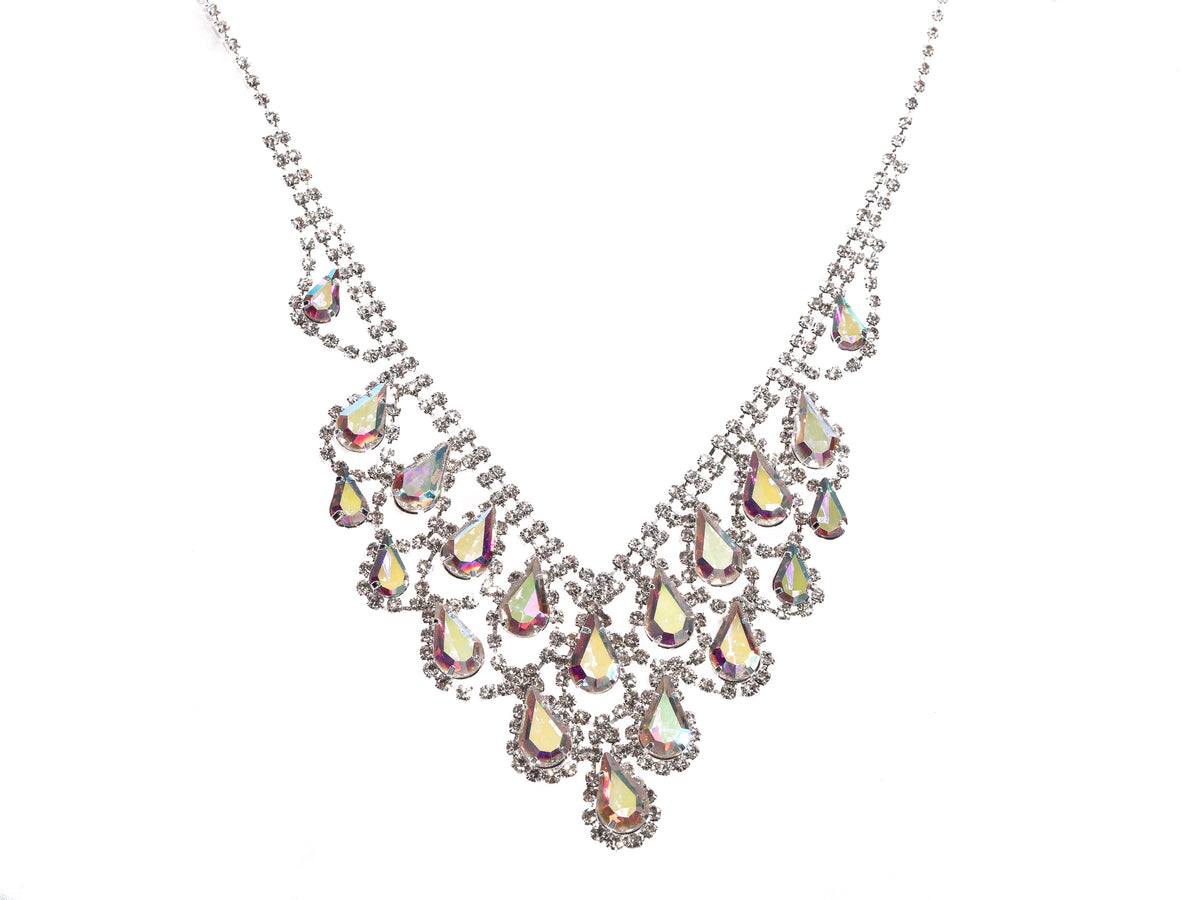 Rhinestone Silver Social Necklace and Earring Set - Charming Charlie