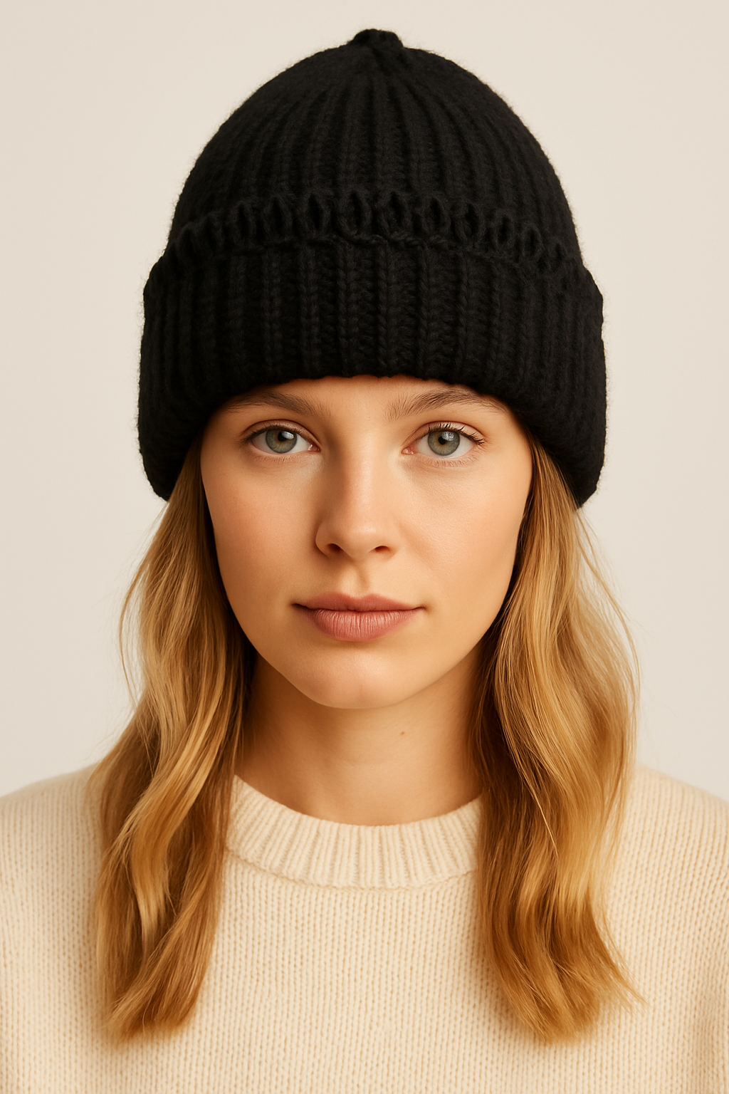 Chunky Ribbed Knit Beanie with Loop Trim - Charming Charlie