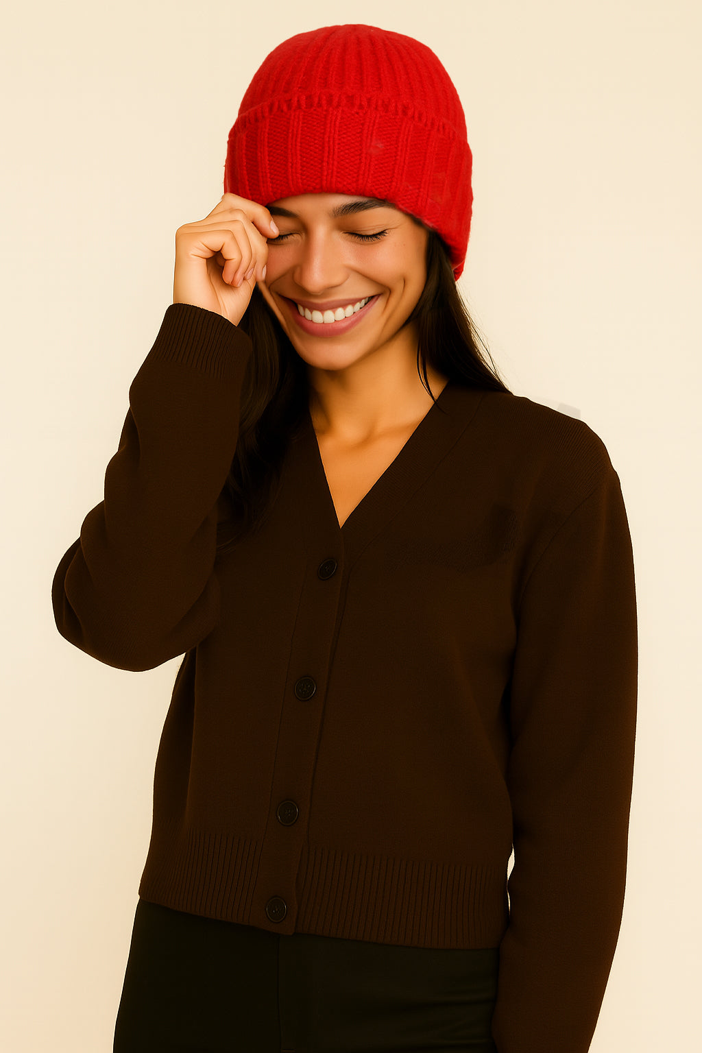 Chunky Ribbed Knit Beanie with Loop Trim - Charming Charlie