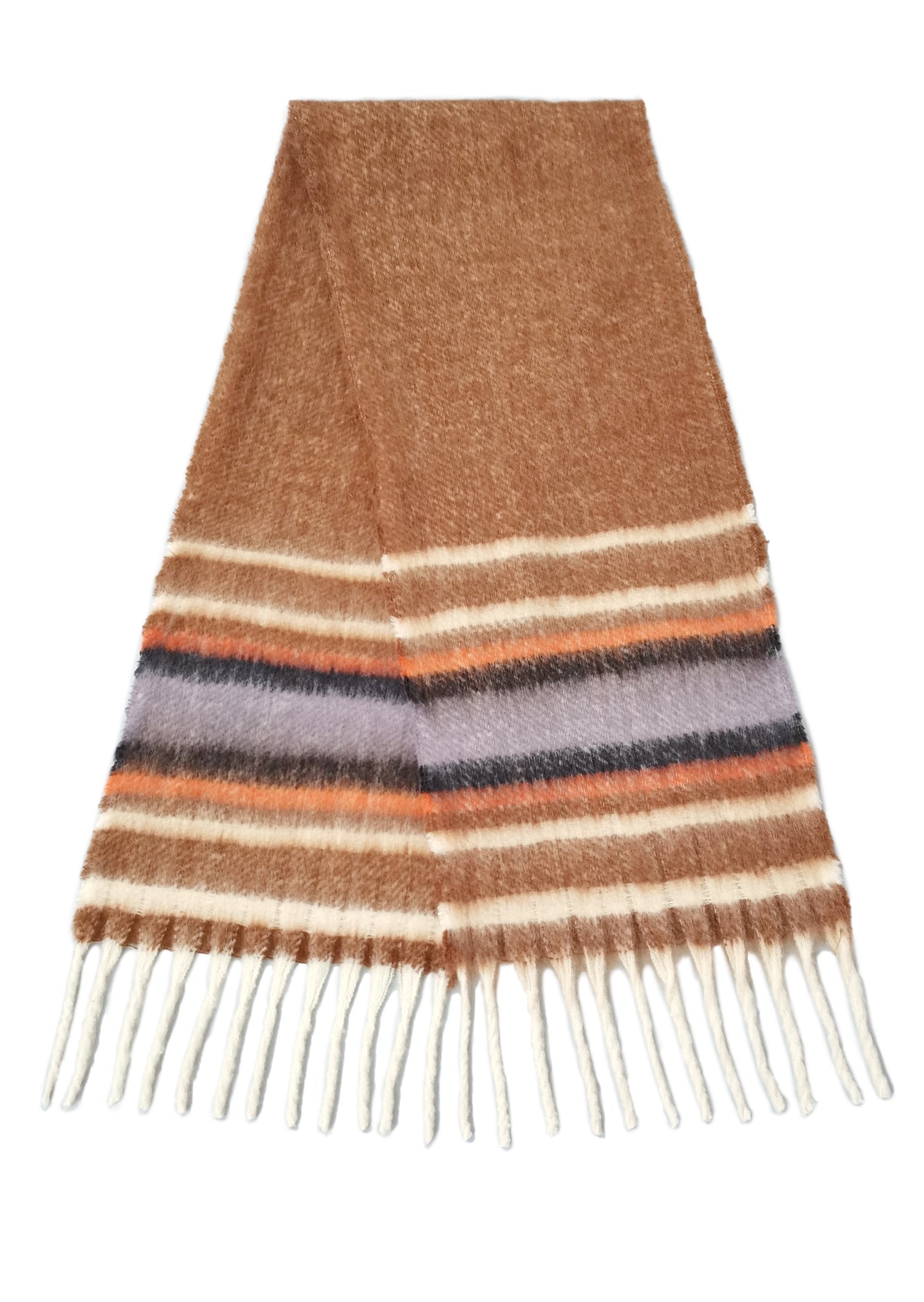 Multi Stripe Cozy Scarf With Fringe - Charming Charlie
