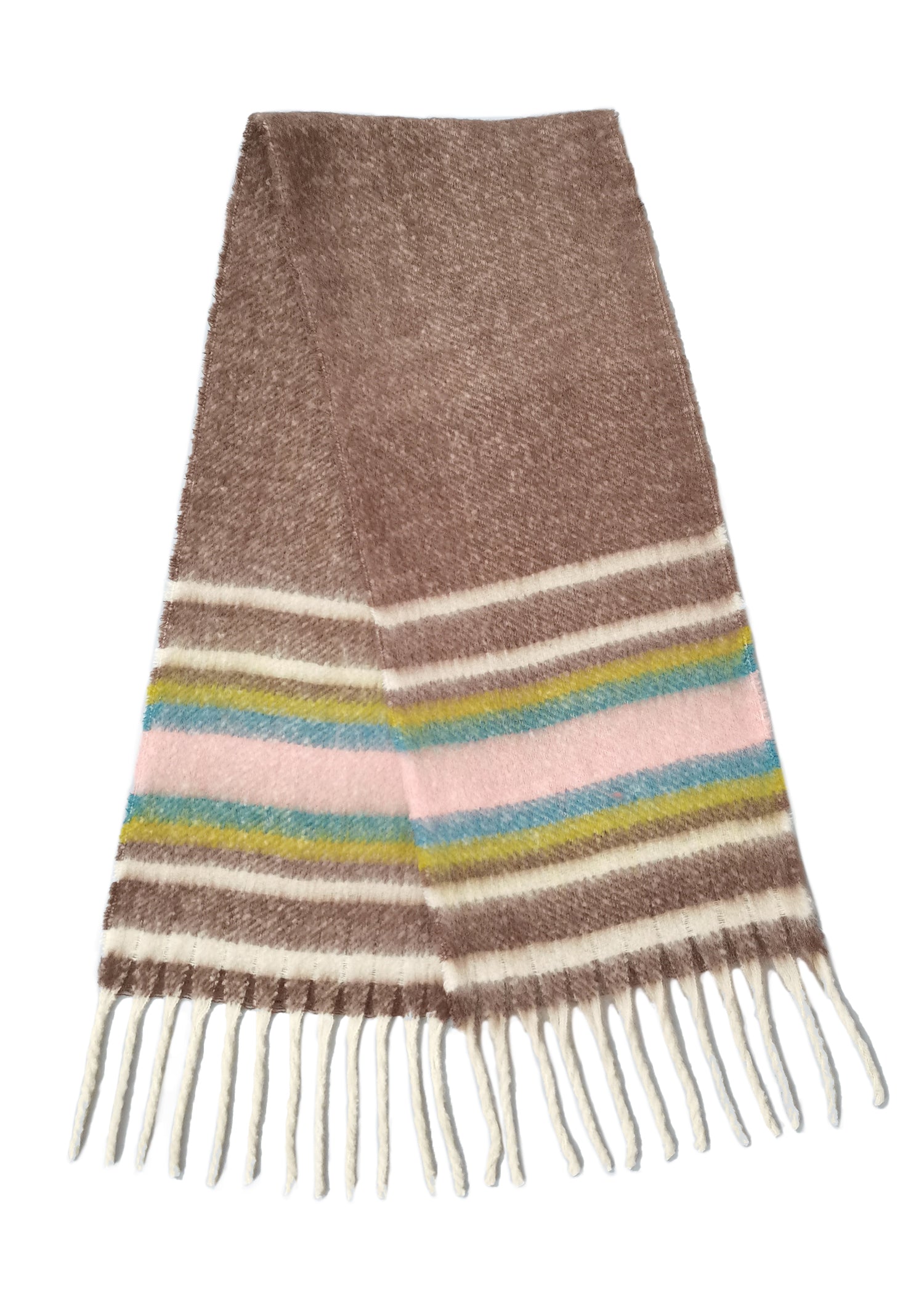 Multi Stripe Cozy Scarf With Fringe - Charming Charlie