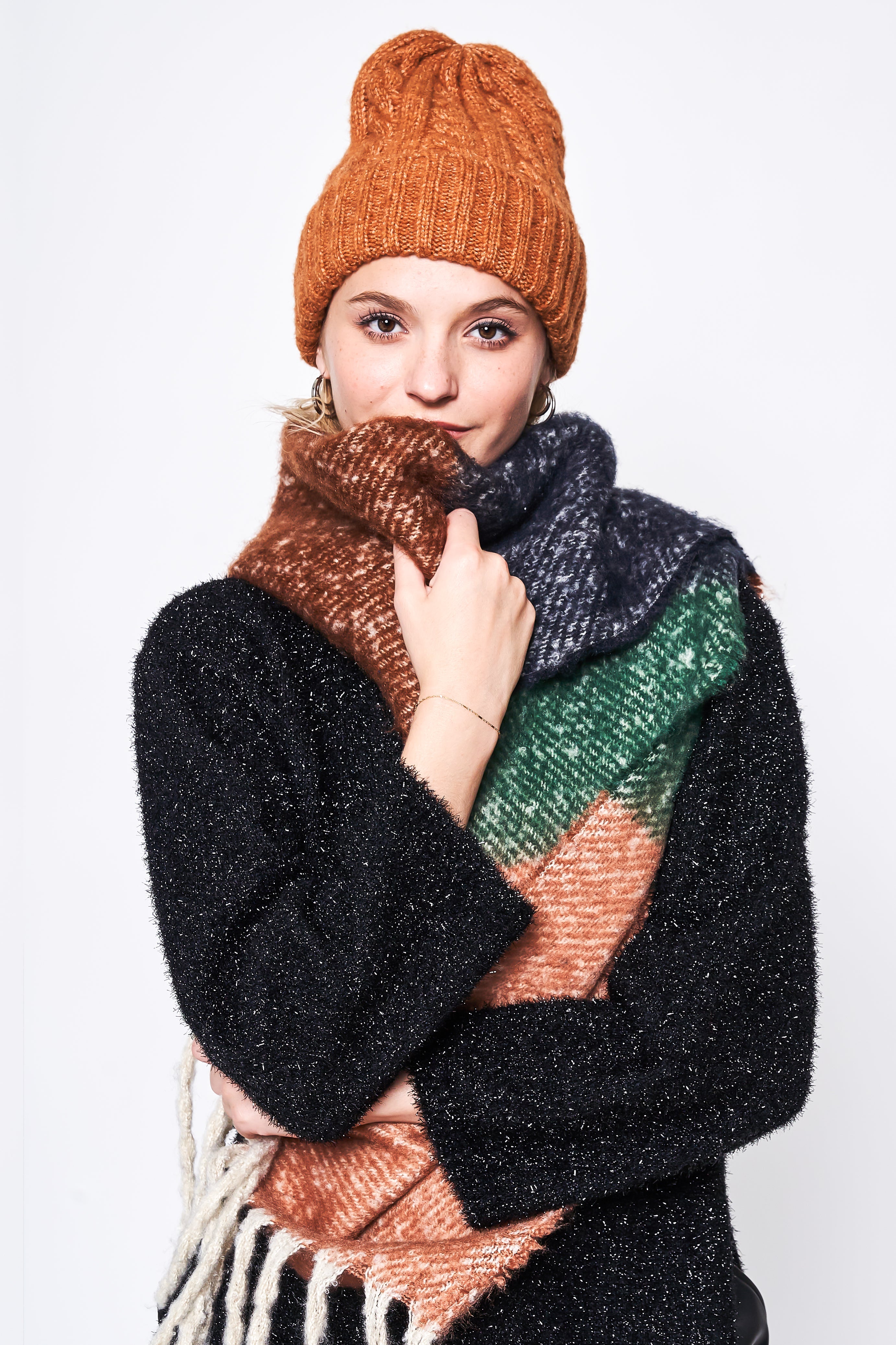 Multi Stripe Cozy Scarf With Fringe - Charming Charlie
