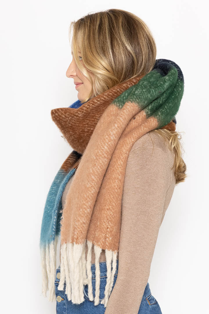 Multi Stripe Cozy Scarf With Fringe - Charming Charlie