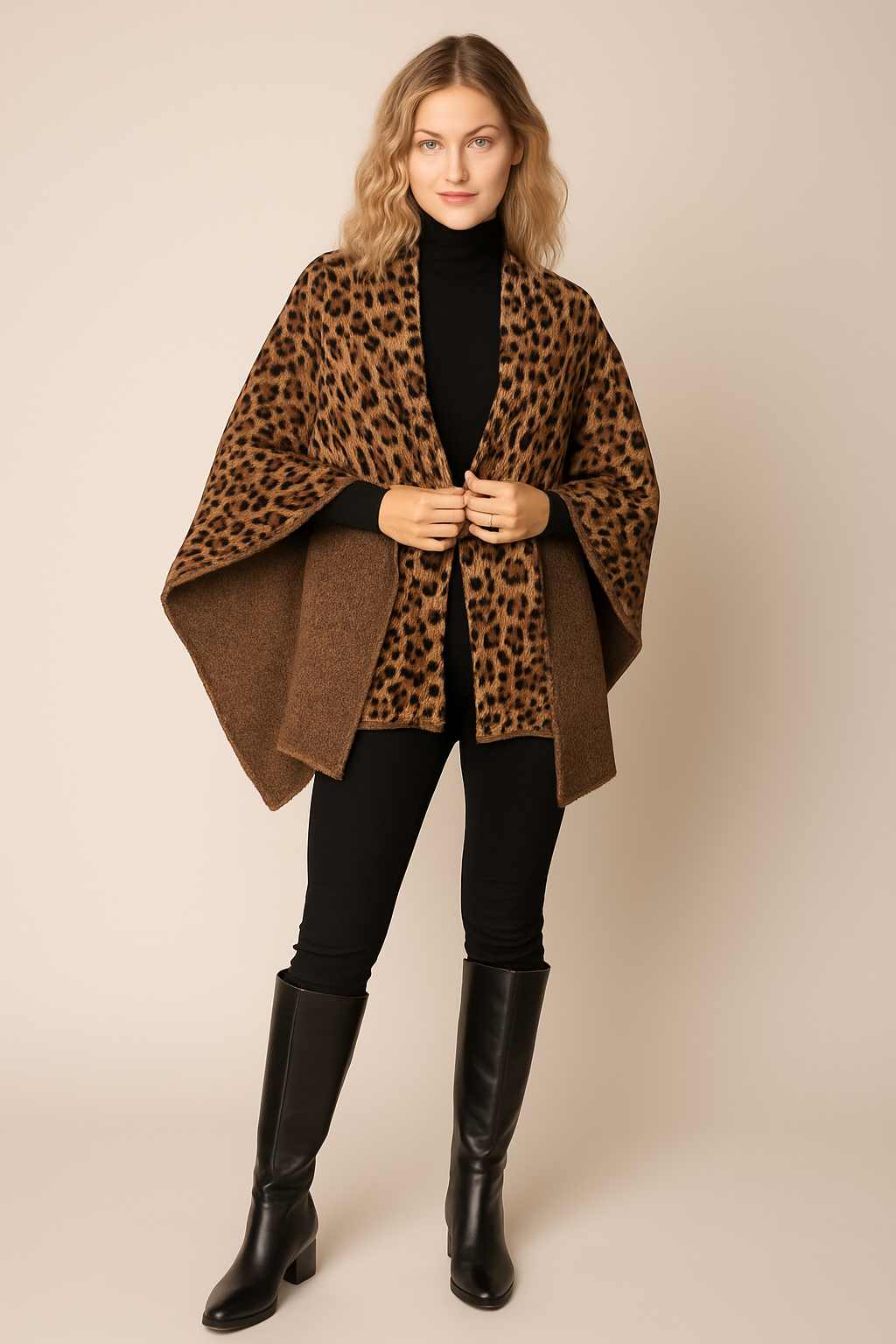 Leopard Knit Ruana with Shoulder Strap - Charming Charlie