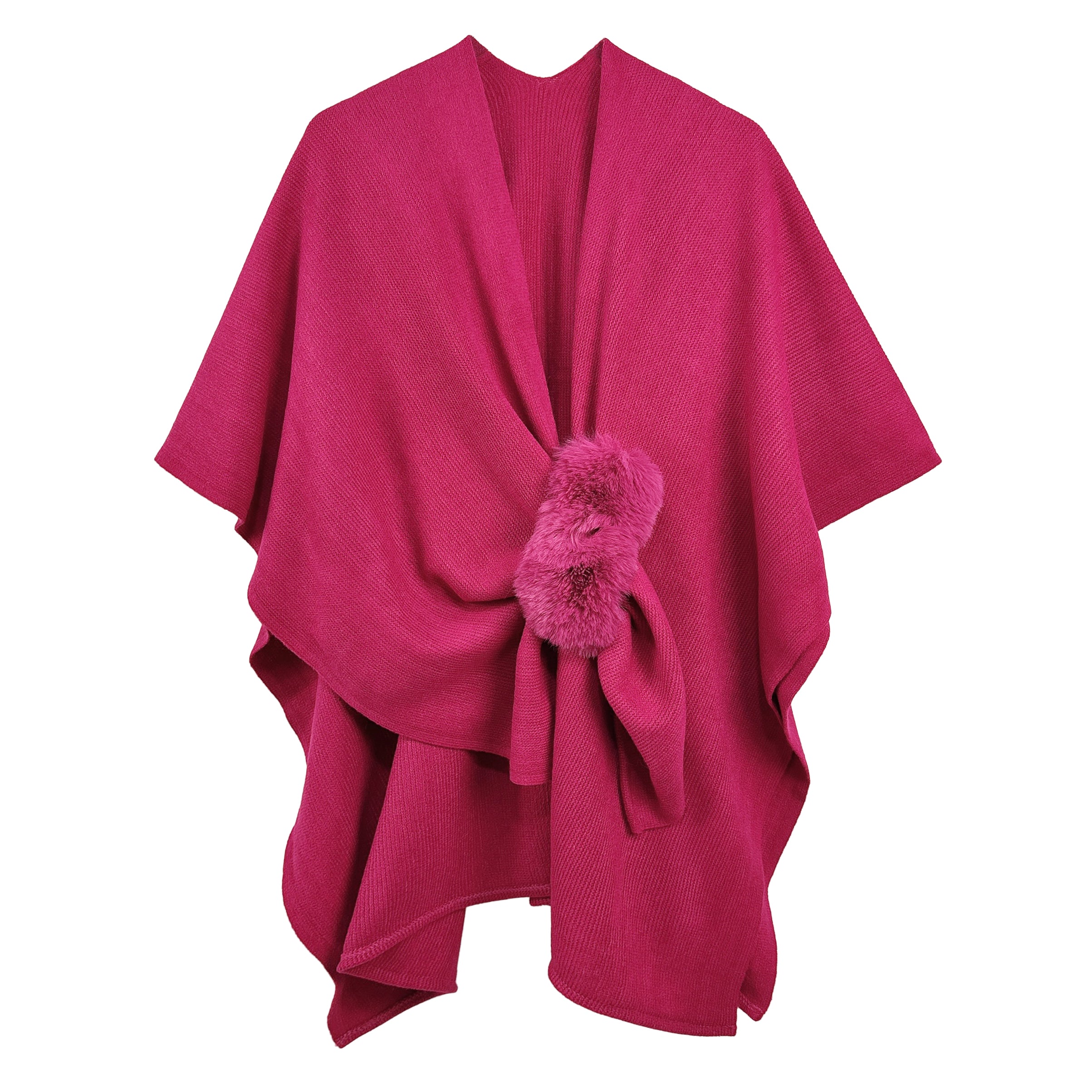 Solid Ruana with Fur Strap - Charming Charlie