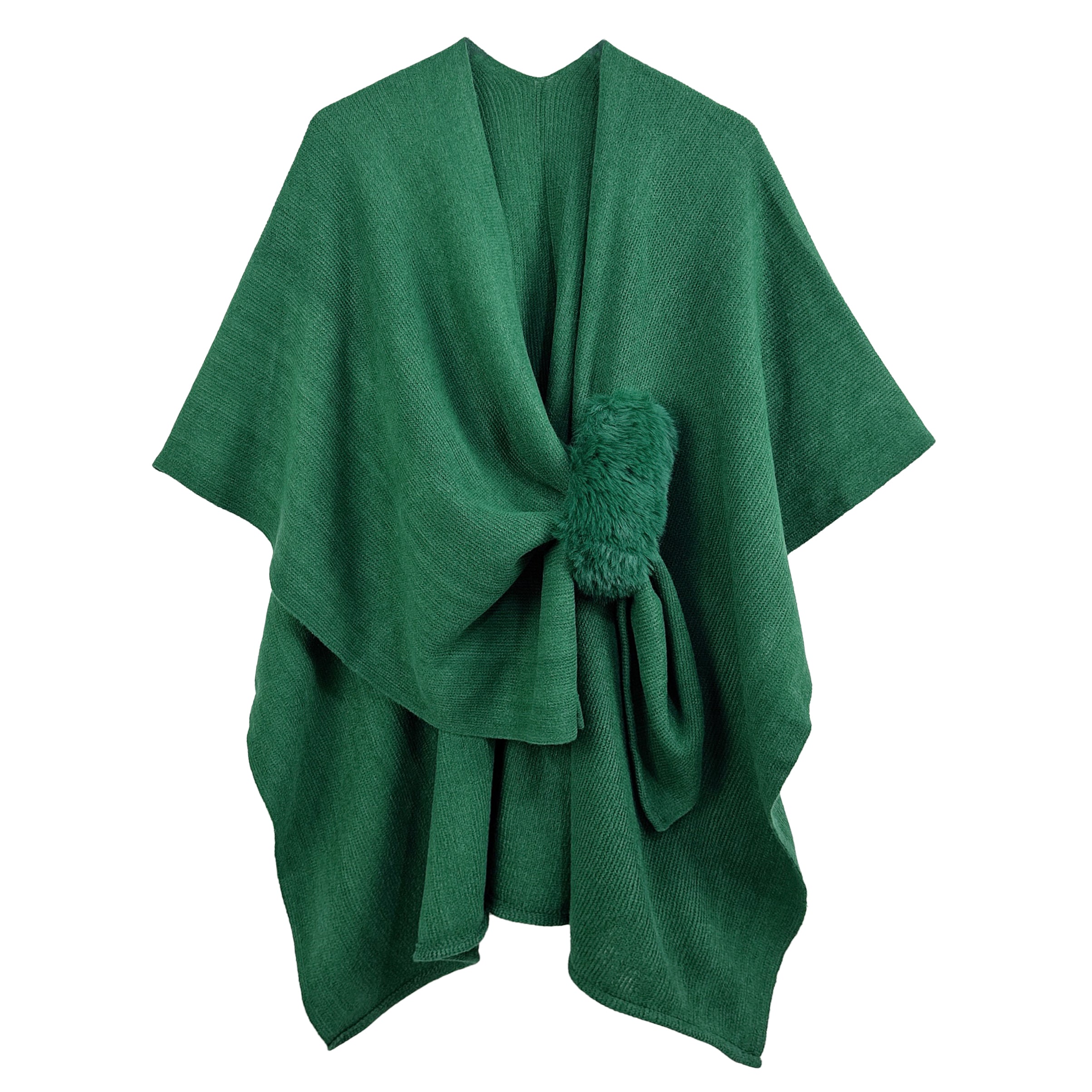 Solid Ruana with Fur Strap - Charming Charlie