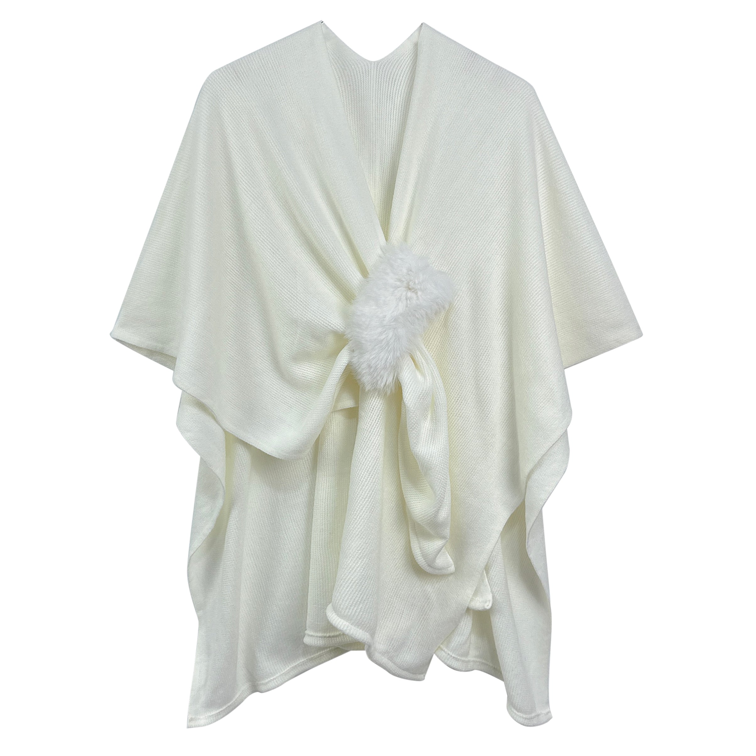 Solid Ruana with Fur Strap - Charming Charlie