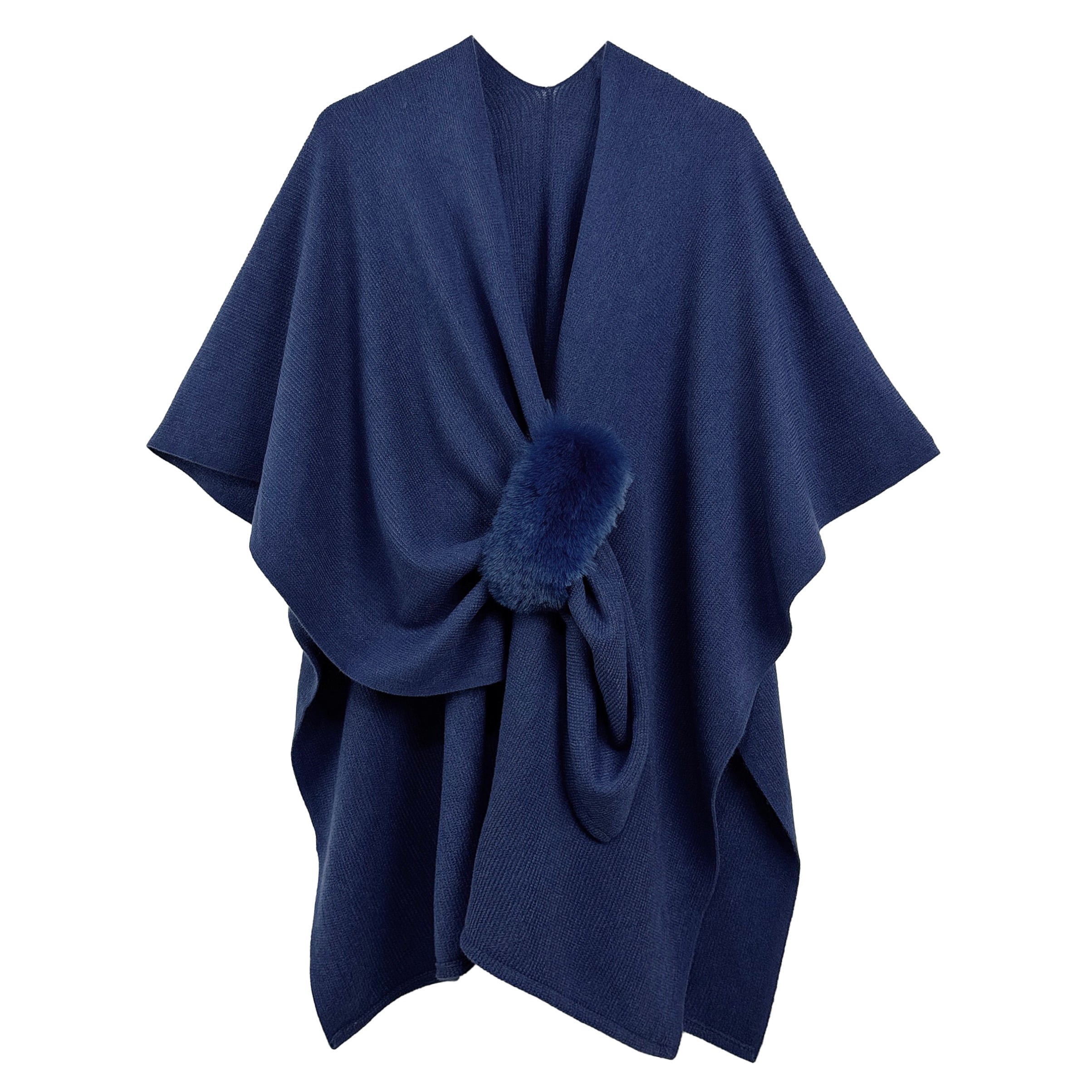 Solid Ruana with Fur Strap - Charming Charlie