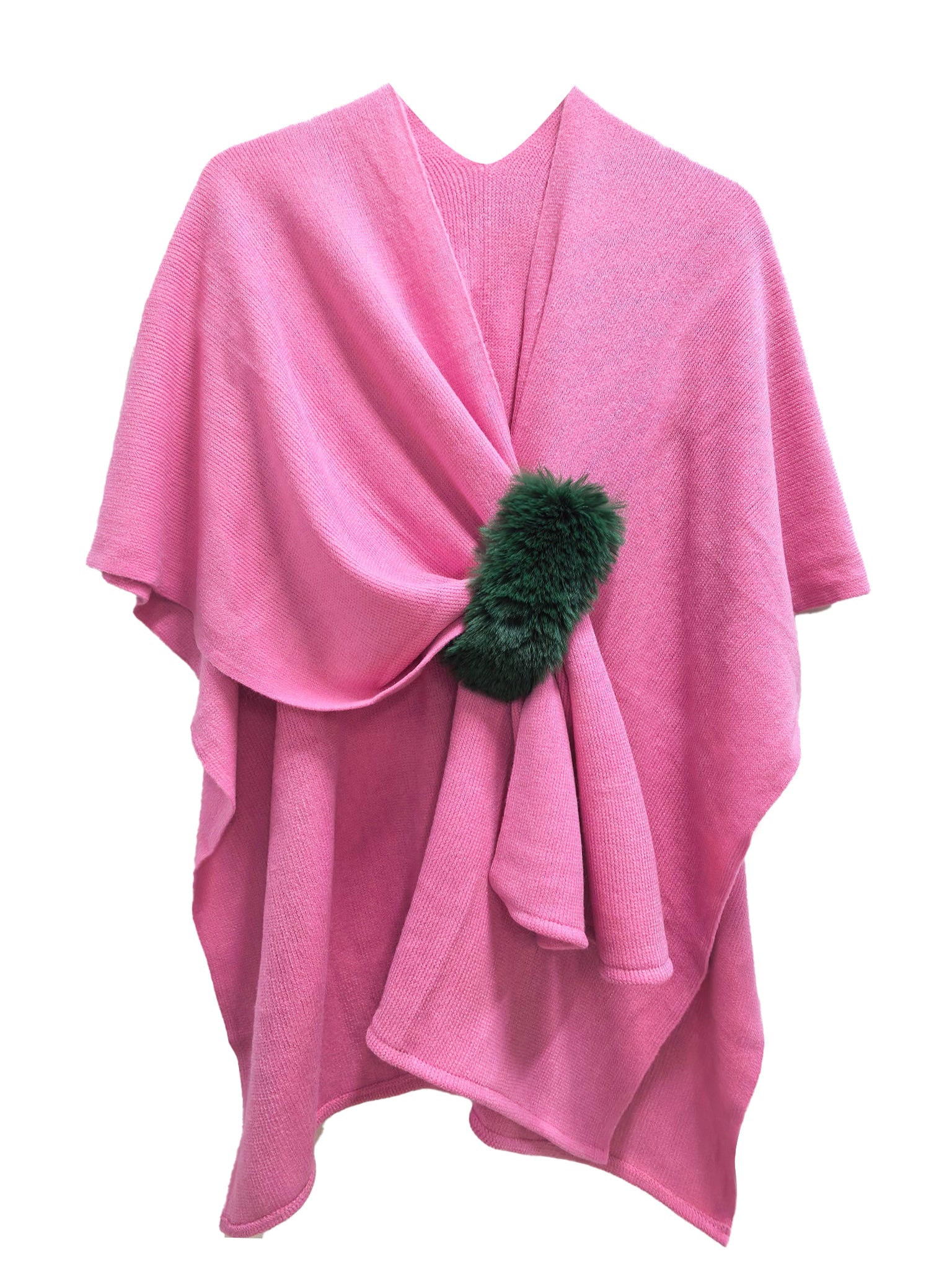 Solid Ruana with Fur Strap - Charming Charlie