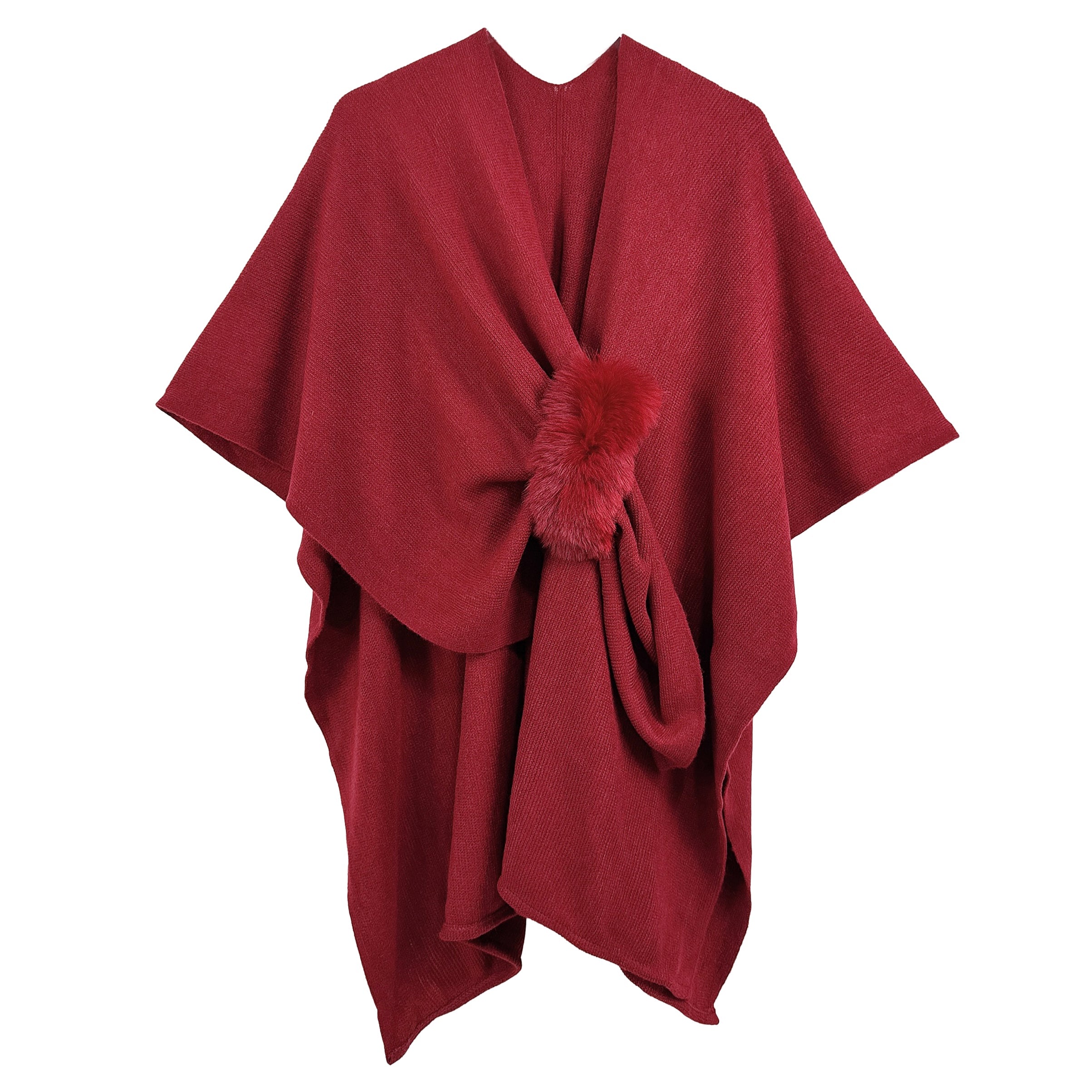 Solid Ruana with Fur Strap - Charming Charlie