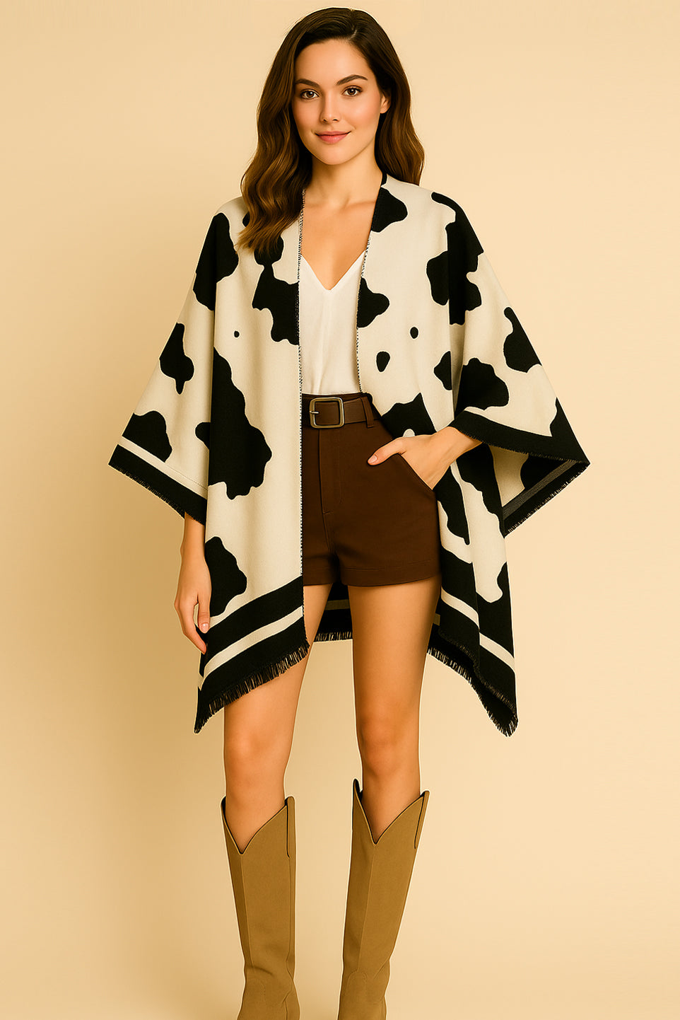 Cow Print Ruana - Charming Charlie