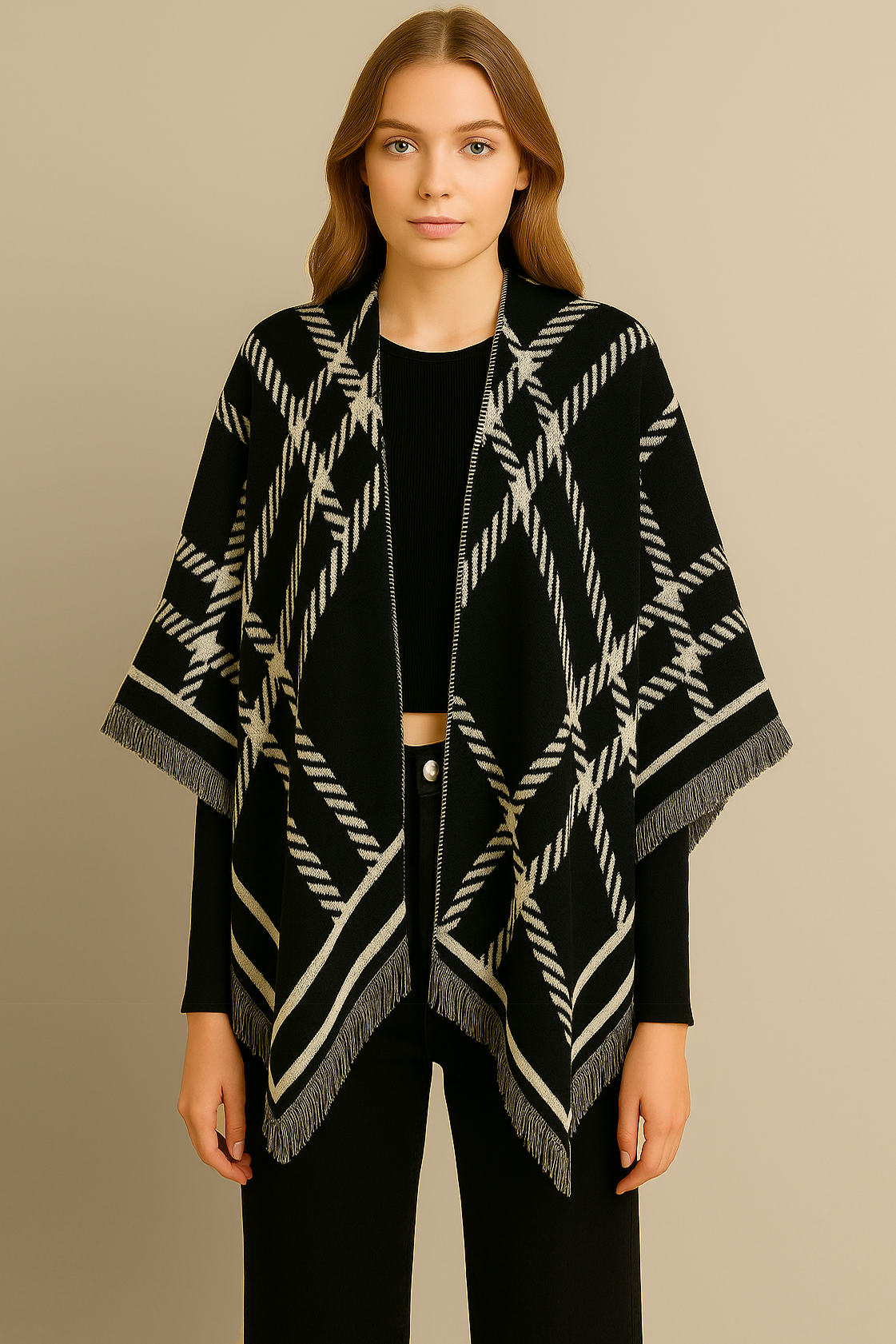 Check Print Ruana - Charming Charlie
