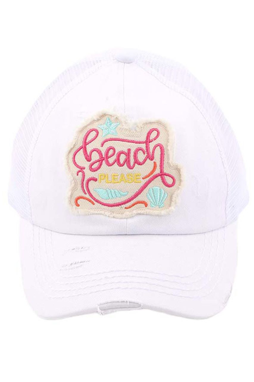 C.C DISTRESSED BEACH PLEASE PATCH PONYCAP - Charming Charlie