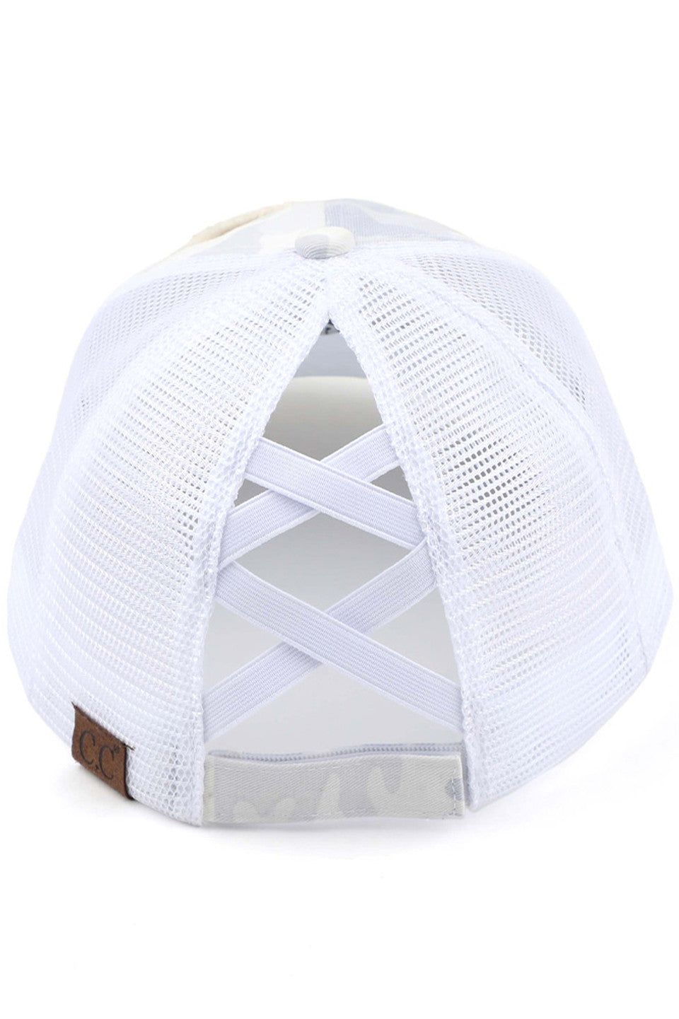 White C.C HAPPY CAMPER PATCH VINTAGE PONY CAP is a stylish and trendy accessory for any outdoor enthusiast. Made with high-quality materials, it features a vintage pony design and a bold "Happy Camper" patch, making it a perfect addition to any outfit. Stay fashionable and protected from the sun with this cap.