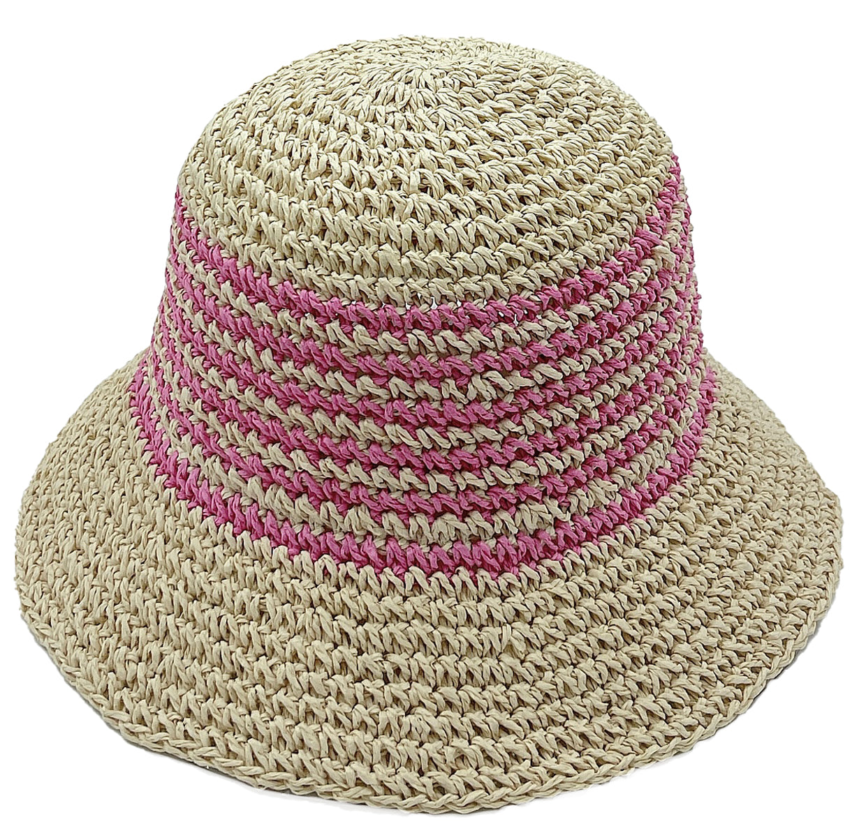 Two Tone Stripe Straw Bucket Hat - Charming Charlie