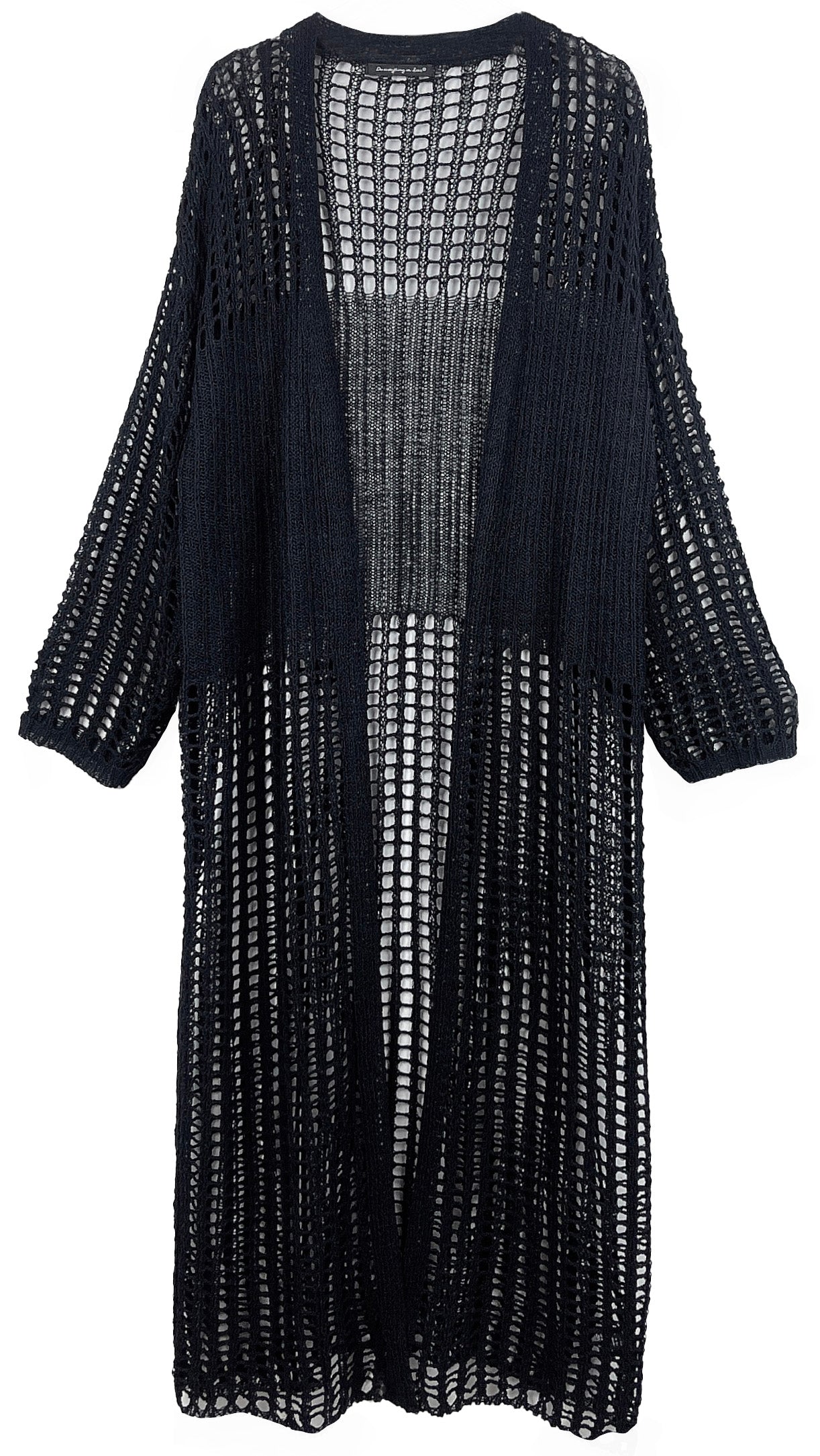 Chest Blocked Crochet Long Cardigan - Charming Charlie