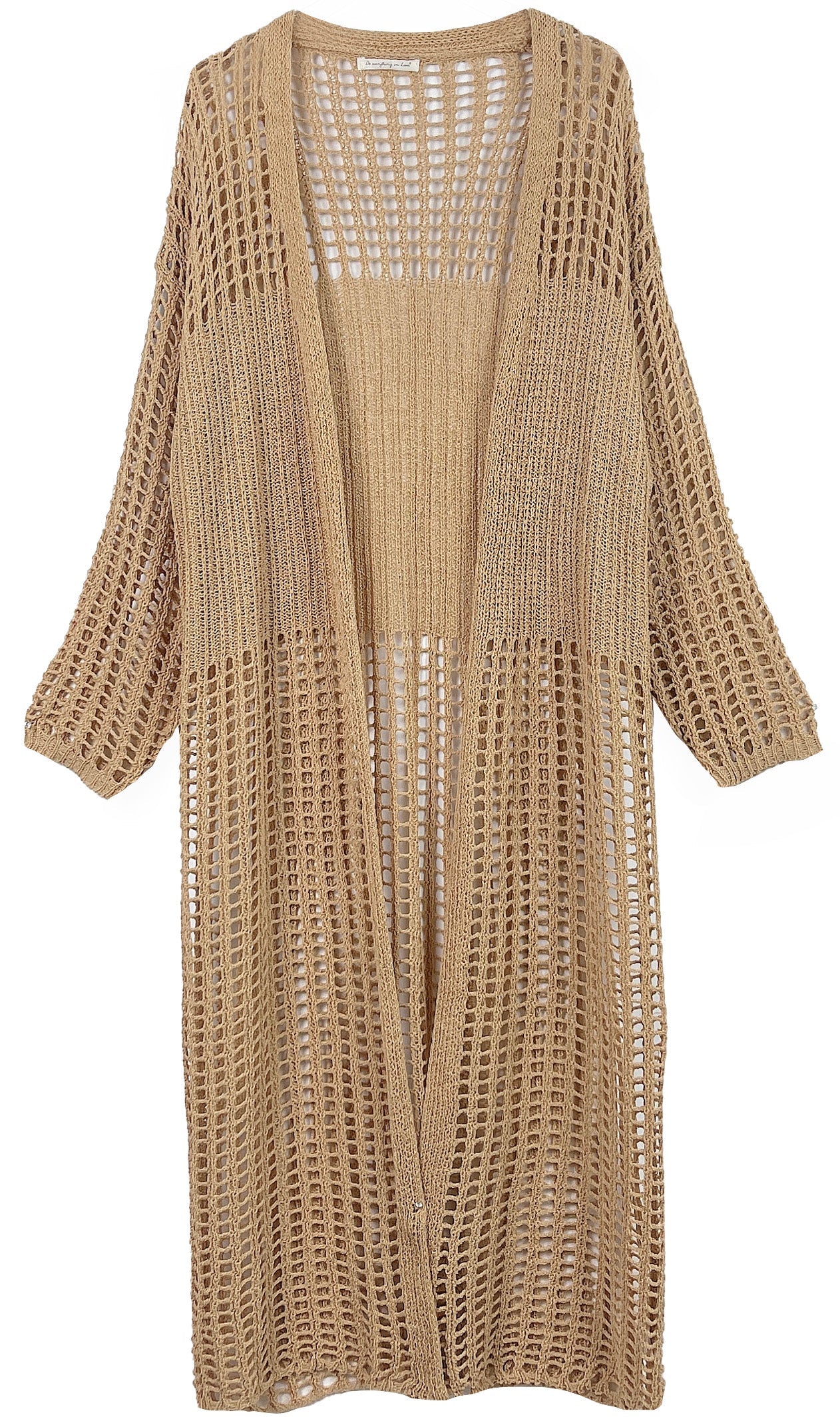 Chest Blocked Crochet Long Cardigan - Charming Charlie