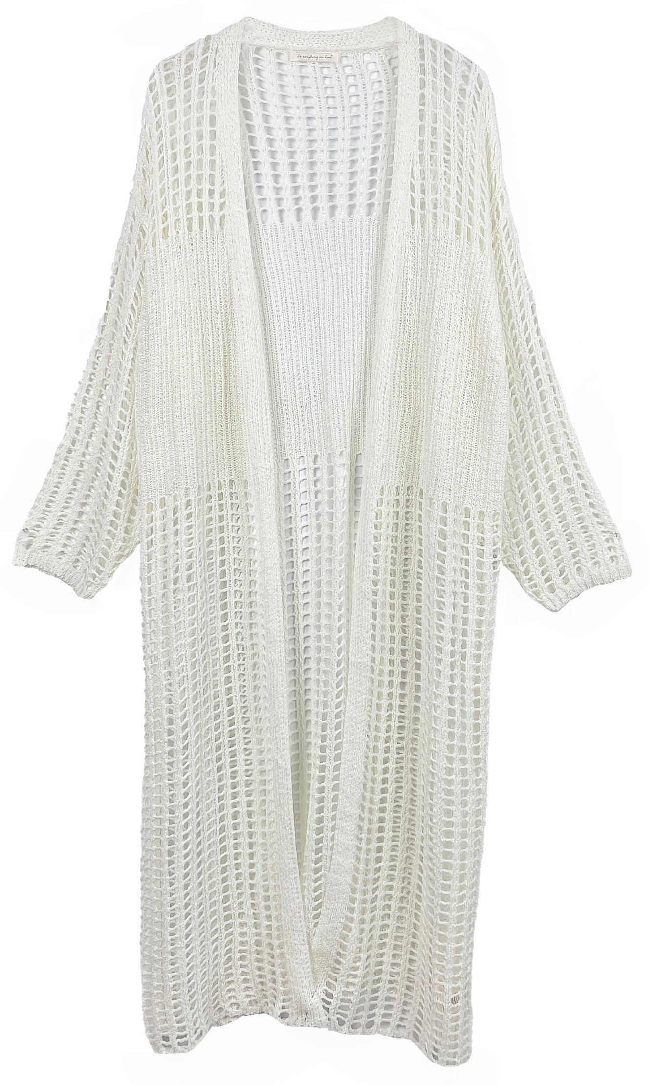 Chest Blocked Crochet Long Cardigan - Charming Charlie