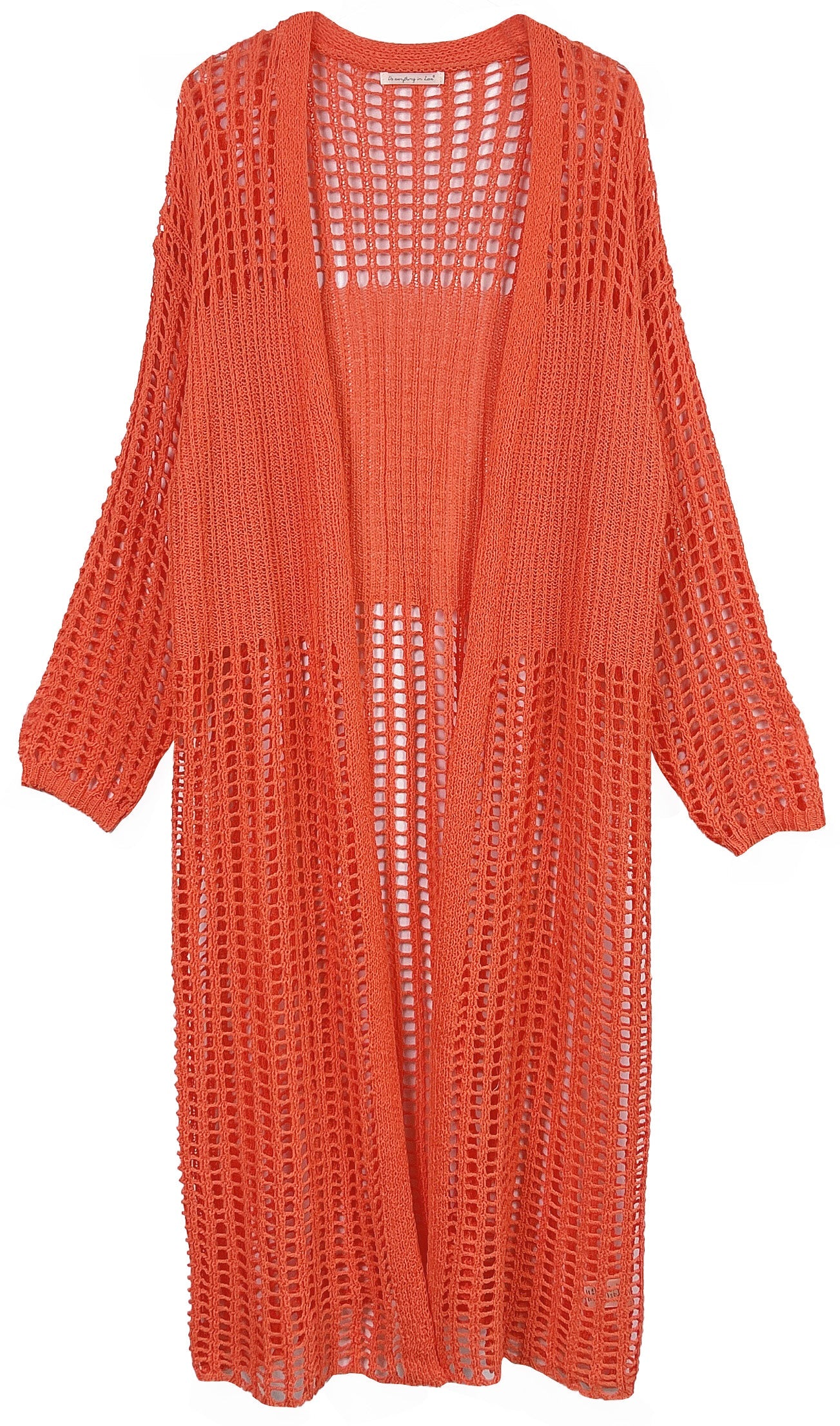 Chest Blocked Crochet Long Cardigan - Charming Charlie