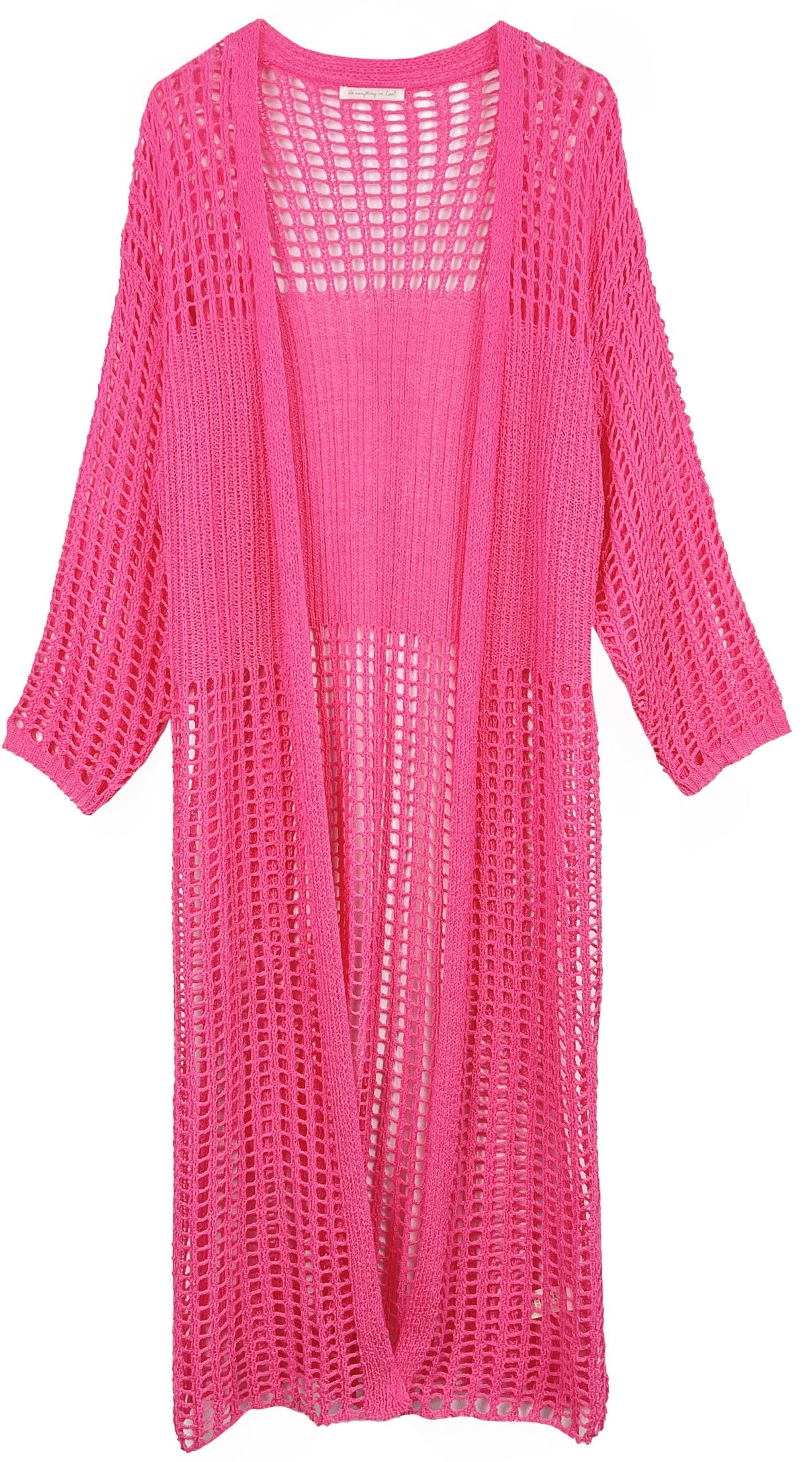 Chest Blocked Crochet Long Cardigan - Charming Charlie