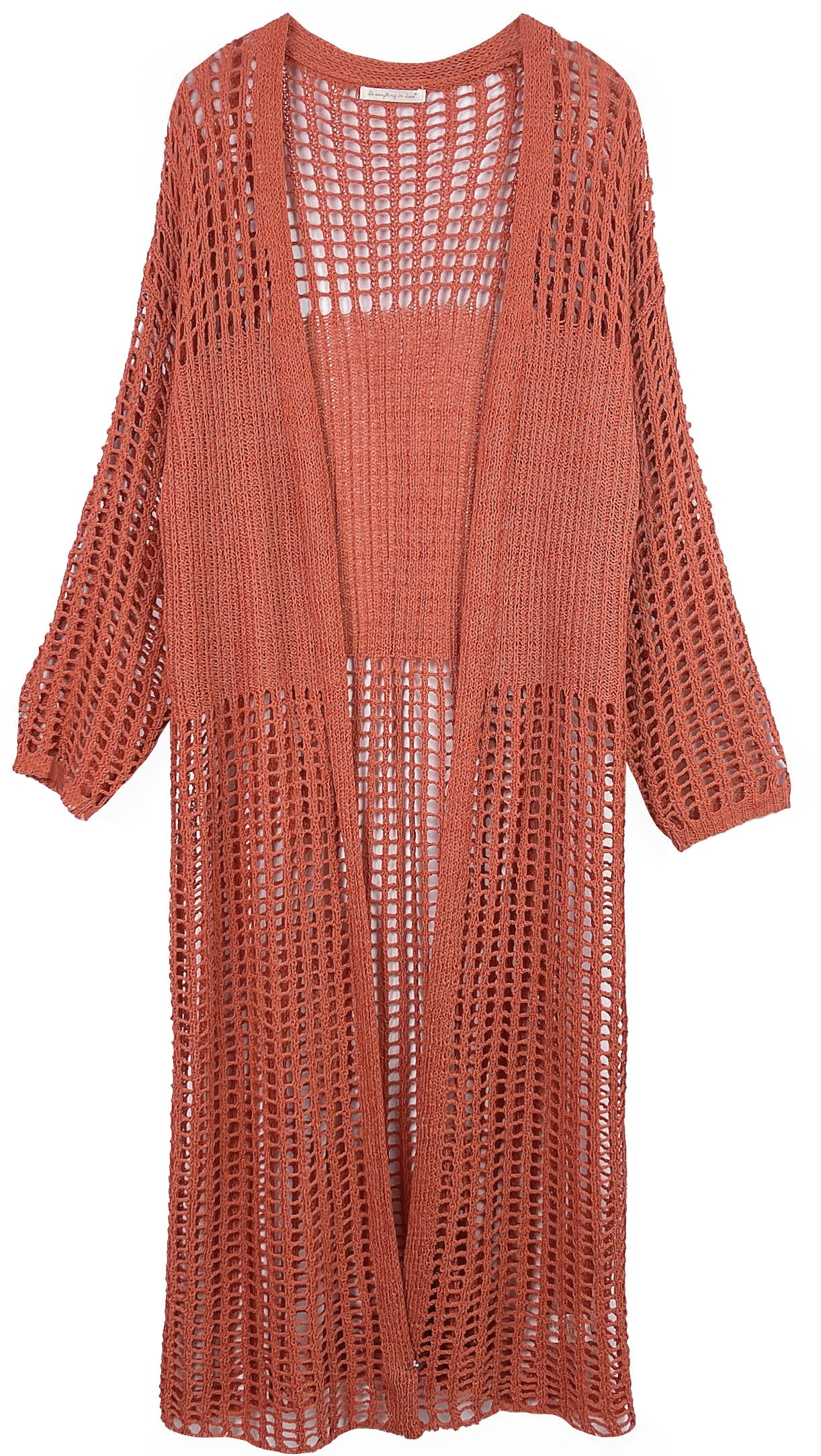 Chest Blocked Crochet Long Cardigan - Charming Charlie