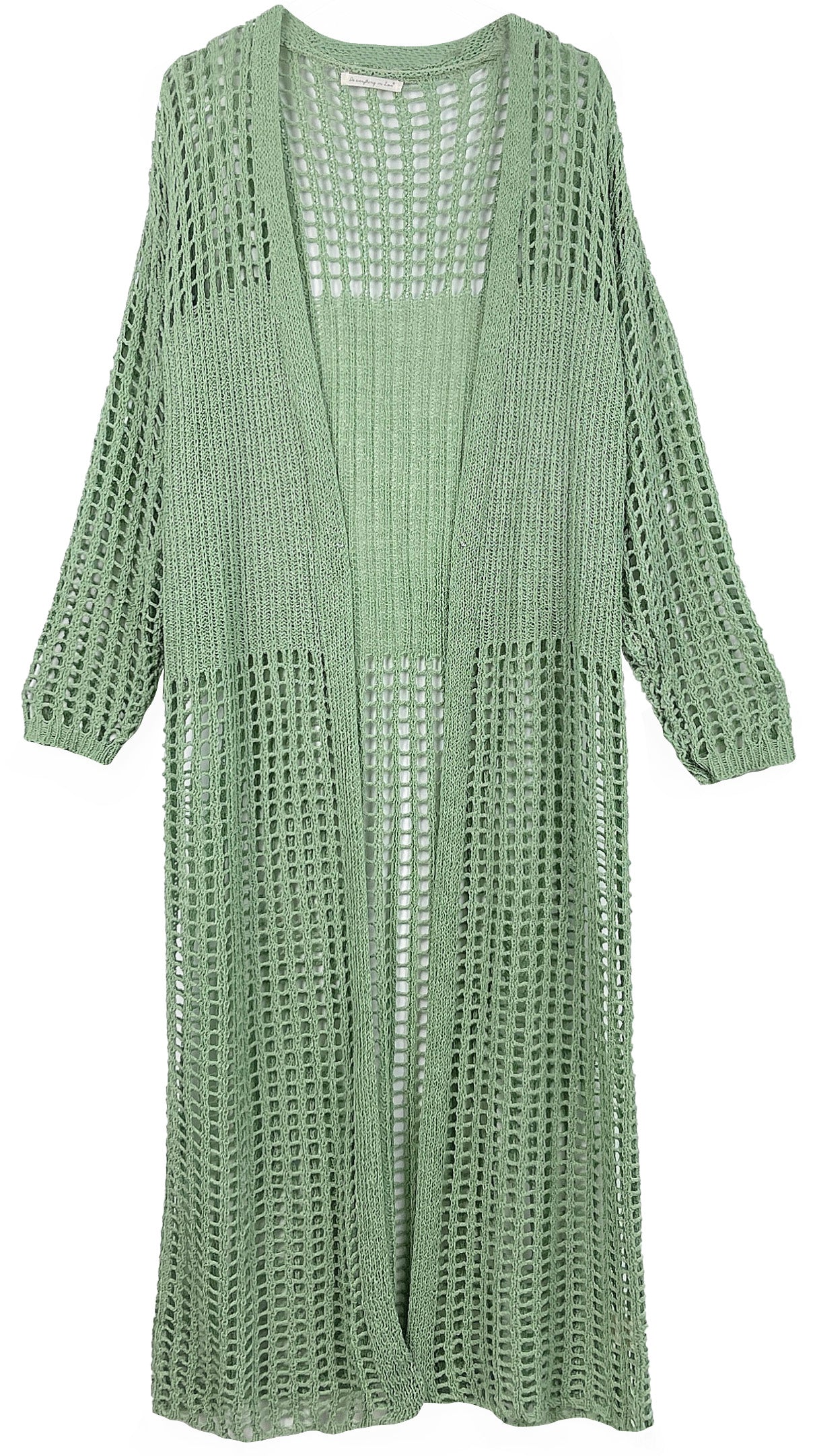 Chest Blocked Crochet Long Cardigan - Charming Charlie