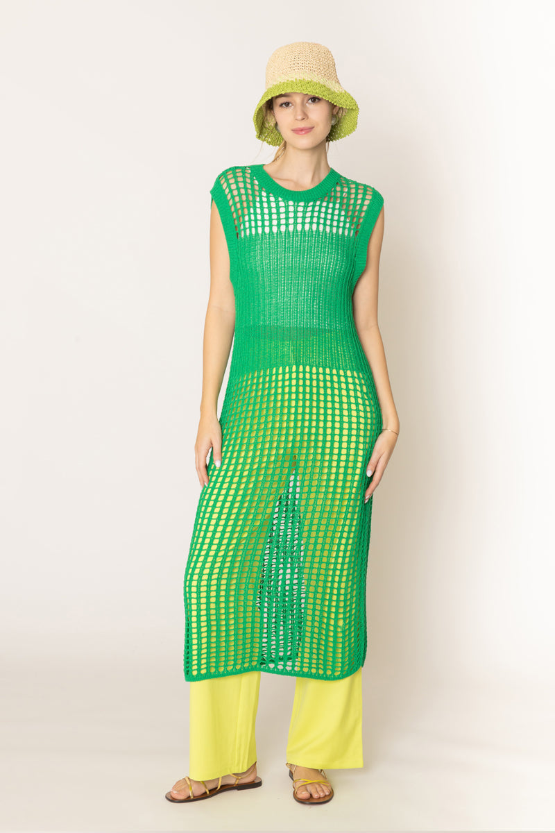 Chest Blocked Crochet Long Dress - Charming Charlie