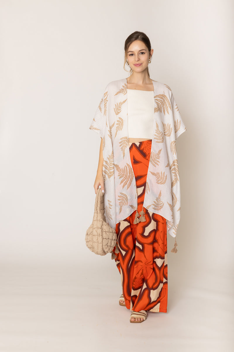 Two Tone Print Lurex Kimono - Charming Charlie