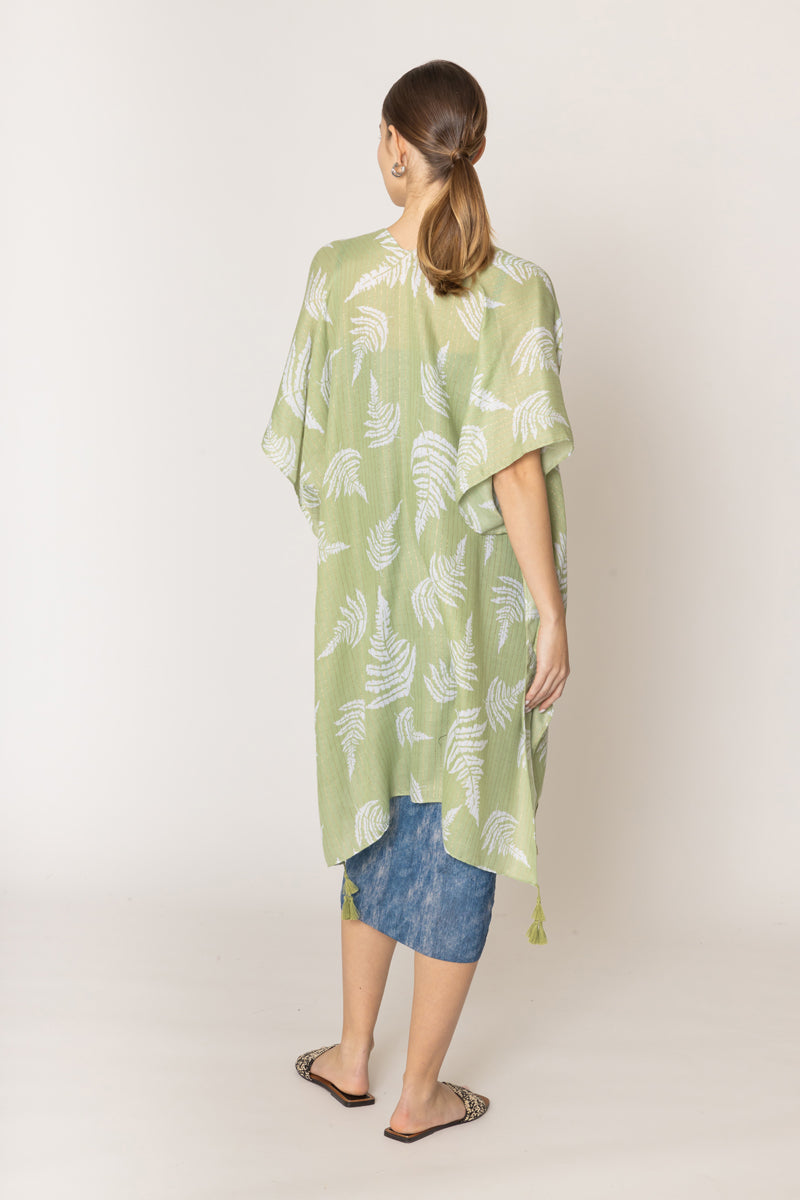 Two Tone Print Lurex Kimono - Charming Charlie