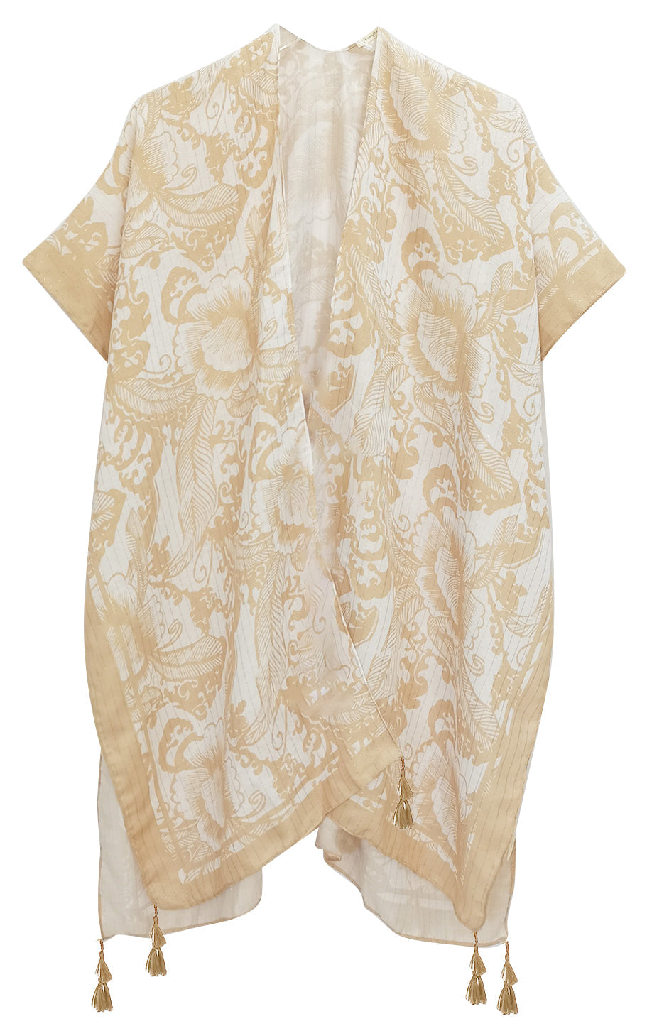 Two Tone Print Lurex Kimono - Charming Charlie